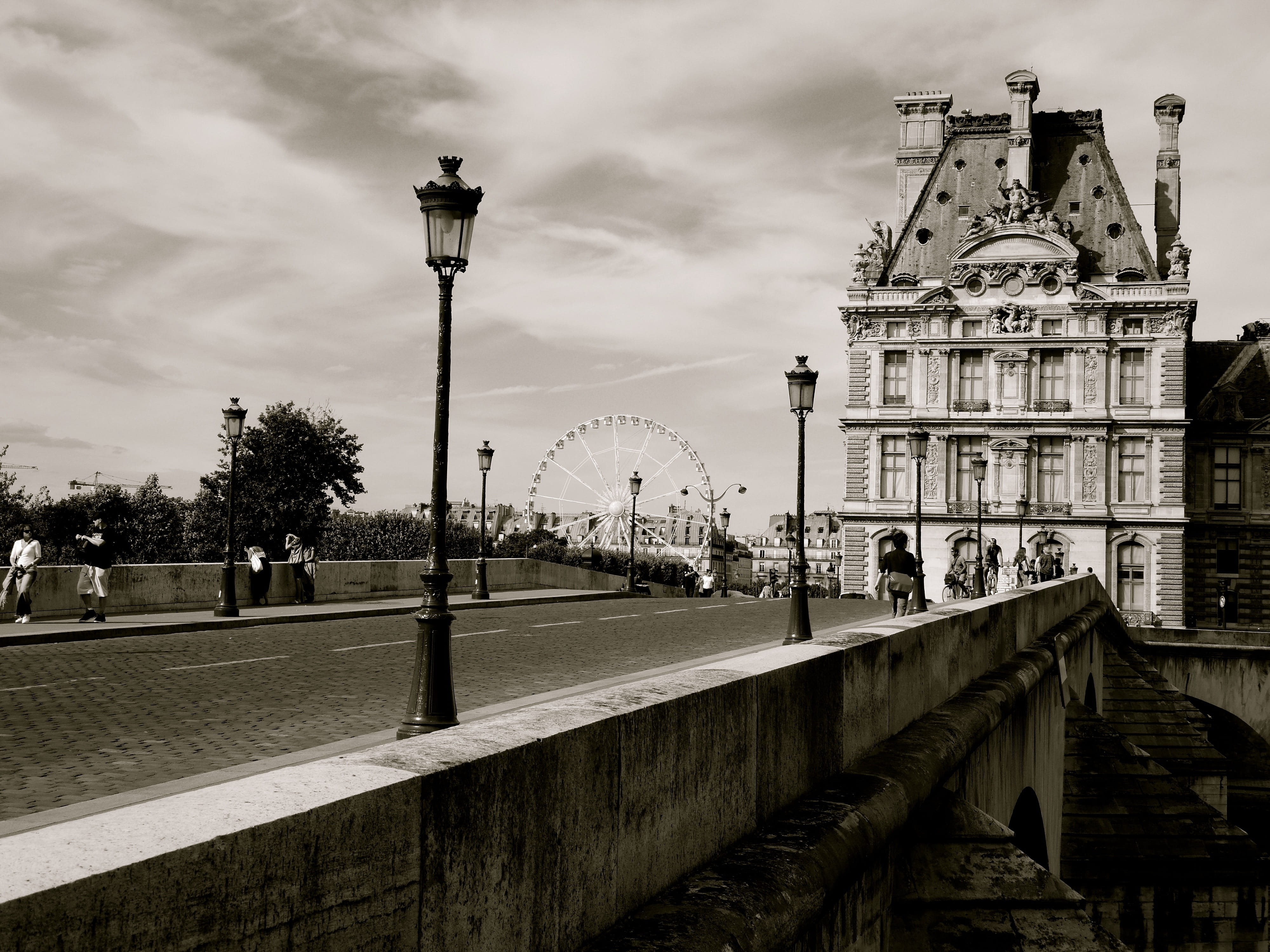 the past, canal, architecture, lighting equipment, spirituality, parisian, wheel, City, built structure, place of worship, tree, capital, 4K, building exterior, HD Wallpaper