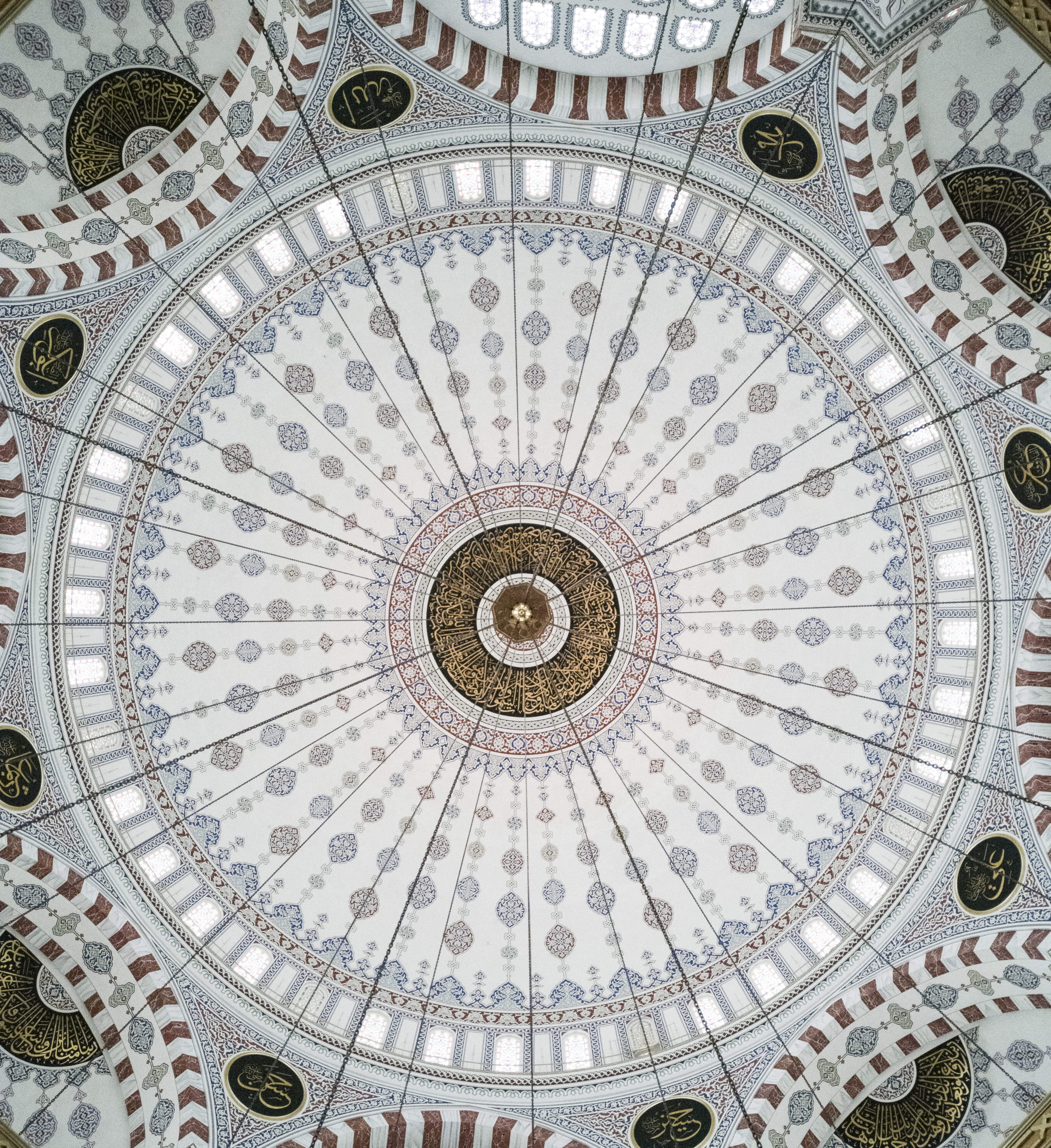 shape, islam, design, art, ornate, abstract, low angle view, no people, ceiling, indoors, religion, white, mural, day, dome, structure, 5K, concentric, Phone HD Wallpaper