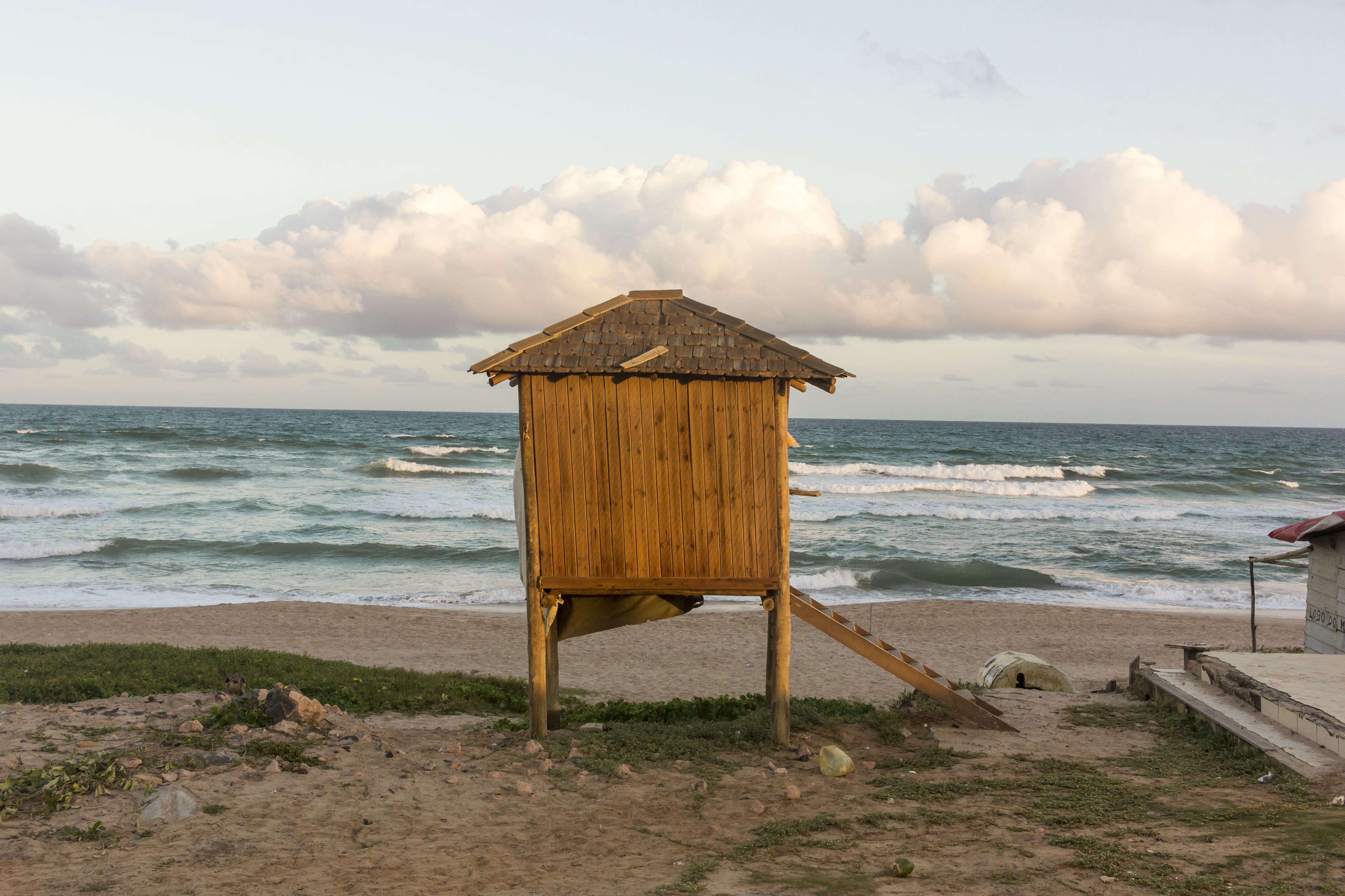 wooden post, horizon over water, cabin, horizon, tranquility, built structure, scenics - nature, bahia, outdoors, sand, beach, water, nature, day, beauty in nature, HD Wallpaper