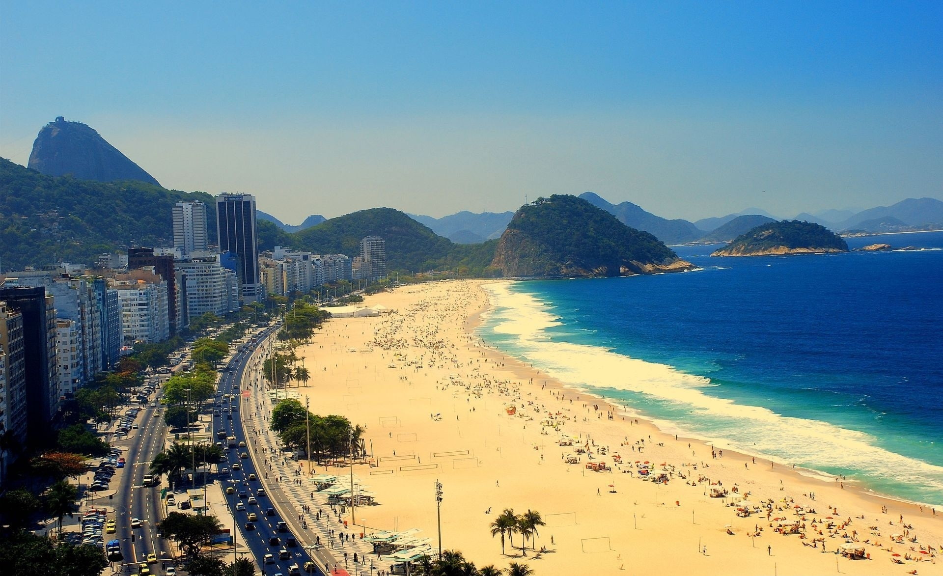 beach, city, outdoors, architecture, land, rio, sea, cityscape, Aerial, Janeiro, day, tranquility, travel destinations, tree, View, mountain, built structure, HD Wallpaper