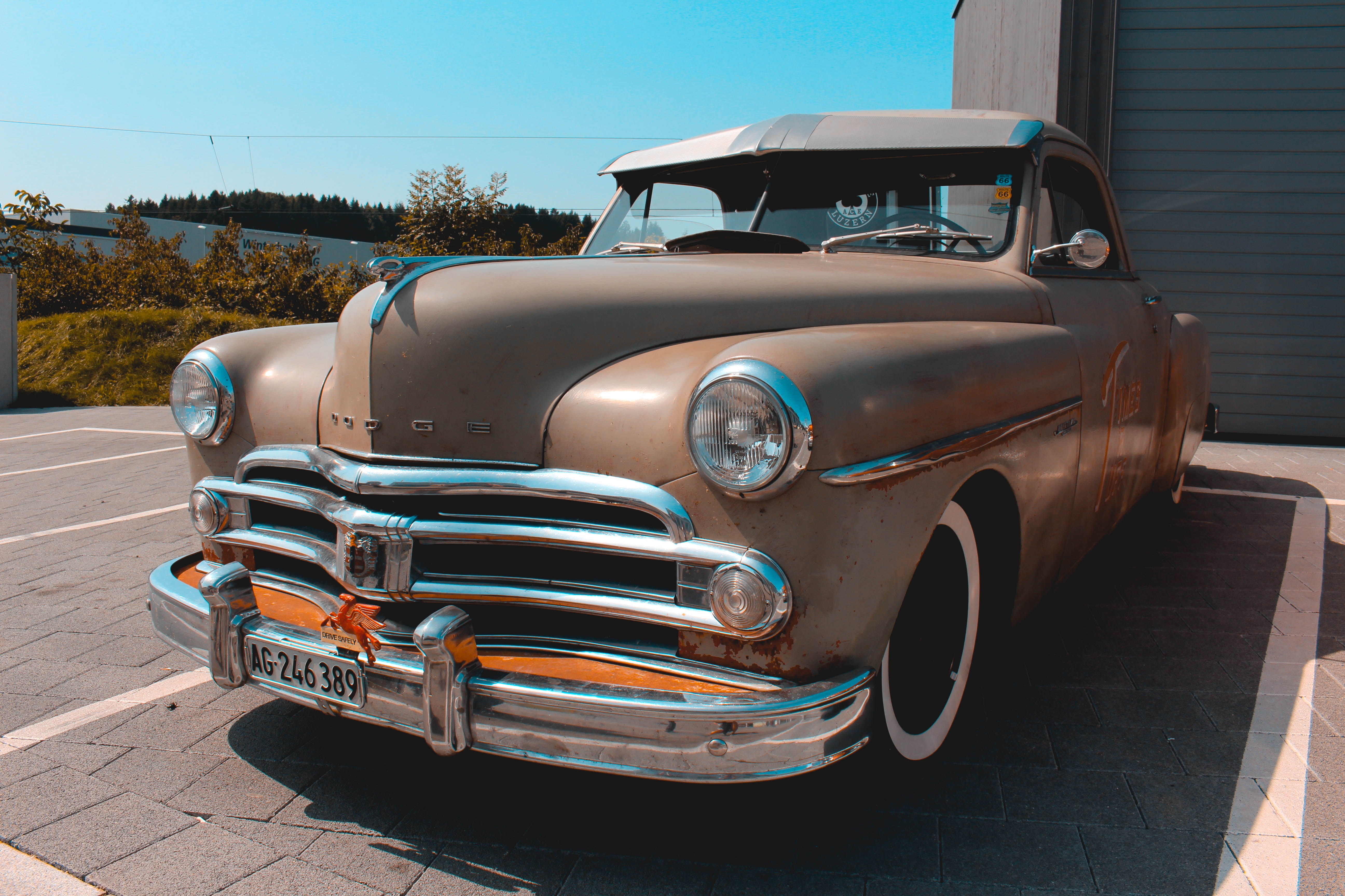 5K, usa, oldtimer, outdoors, nature, canon 700d, car, retro styled, stationary, us car, dodge, built structure, building exterior, canon eos, headlight, HD Wallpaper