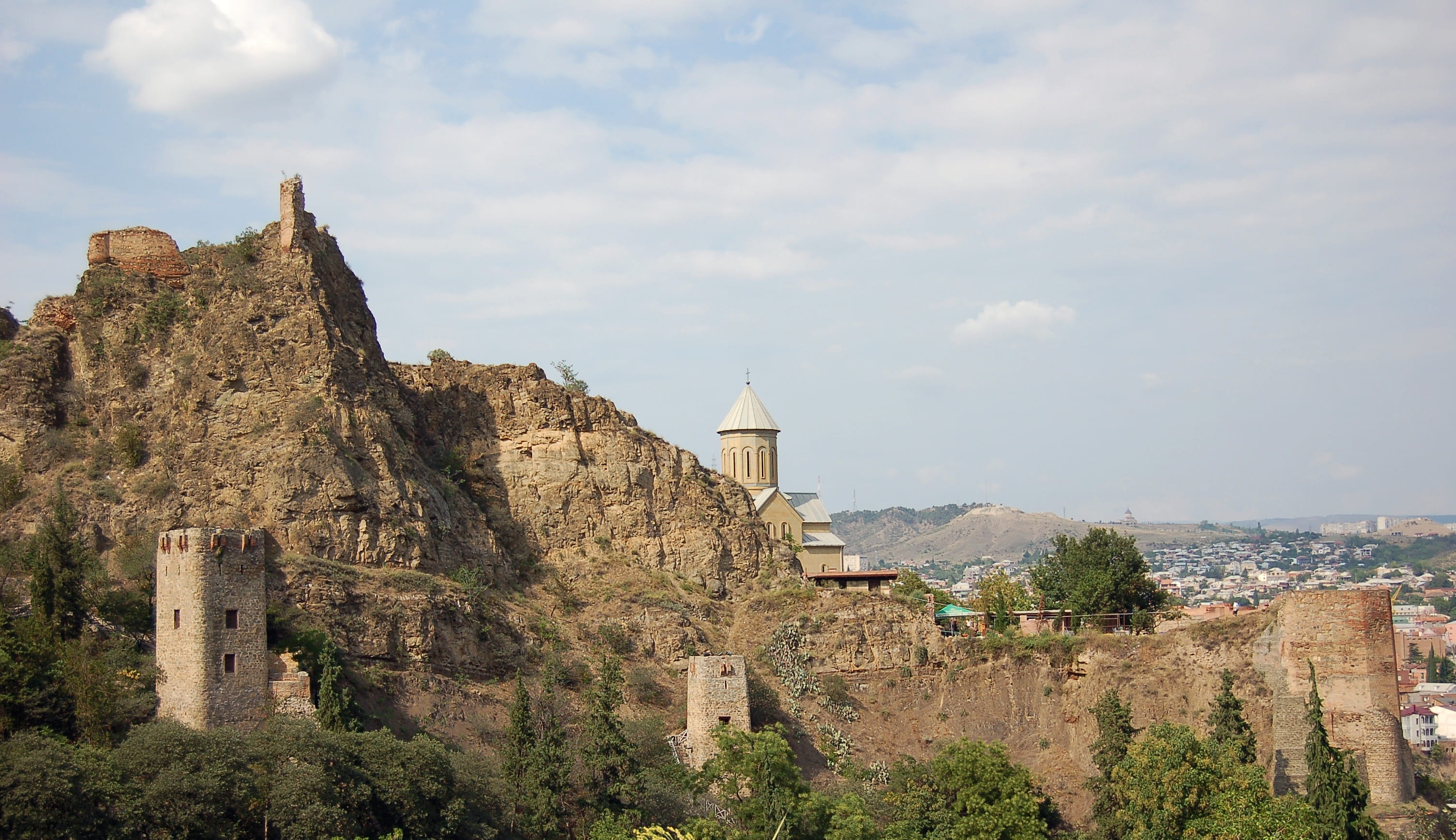 built structure, travel destinations, architecture, the past, ancient civilization, travel, cloud - sky, no people, georgia, tbilisi, narikala, castle, HD Wallpaper