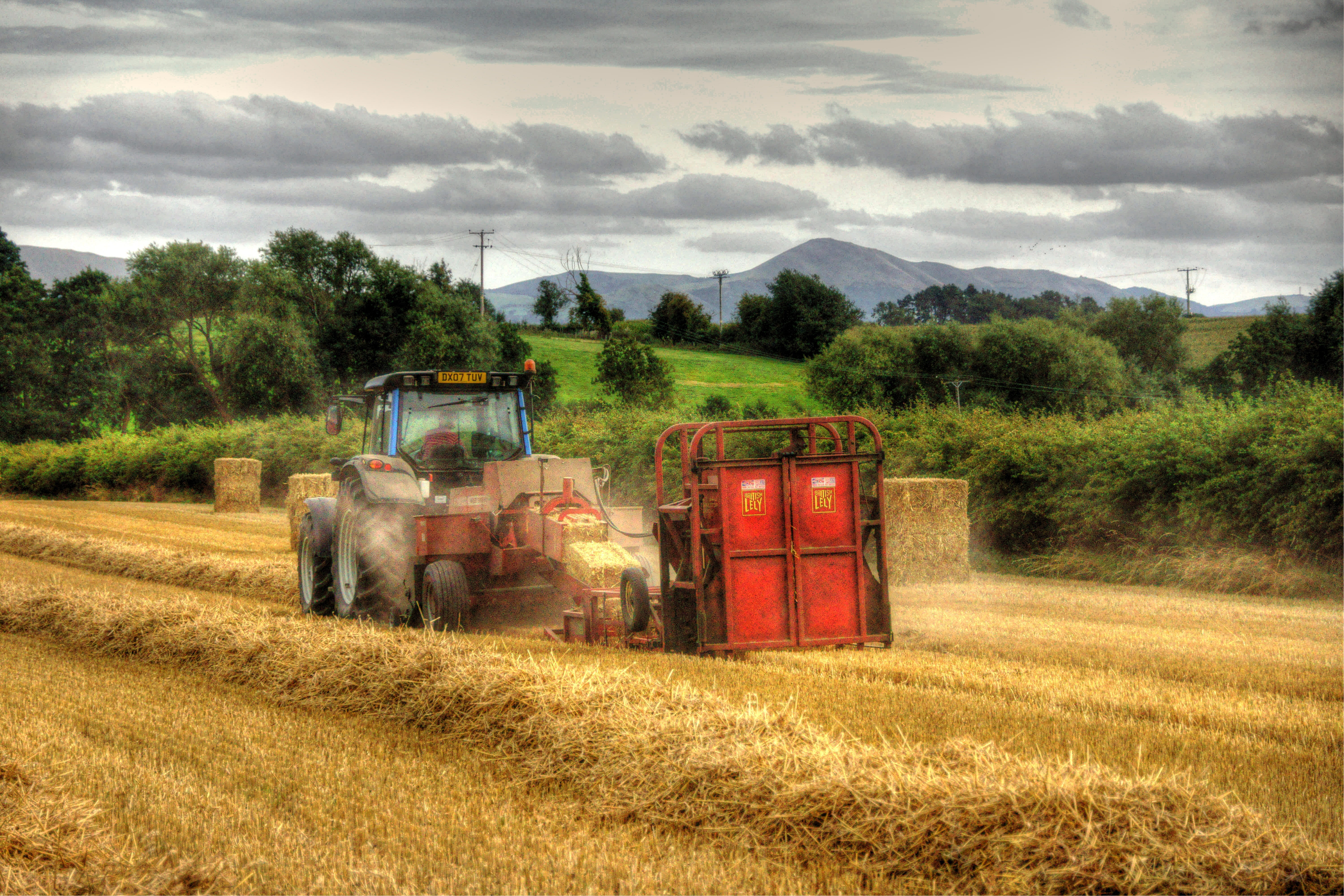 farm, outdoors, rural scene, mode of transportation, field, land vehicle, plant, land, nature, 5K, no people, landscape, day, agricultural machinery, agriculture, HD Wallpaper