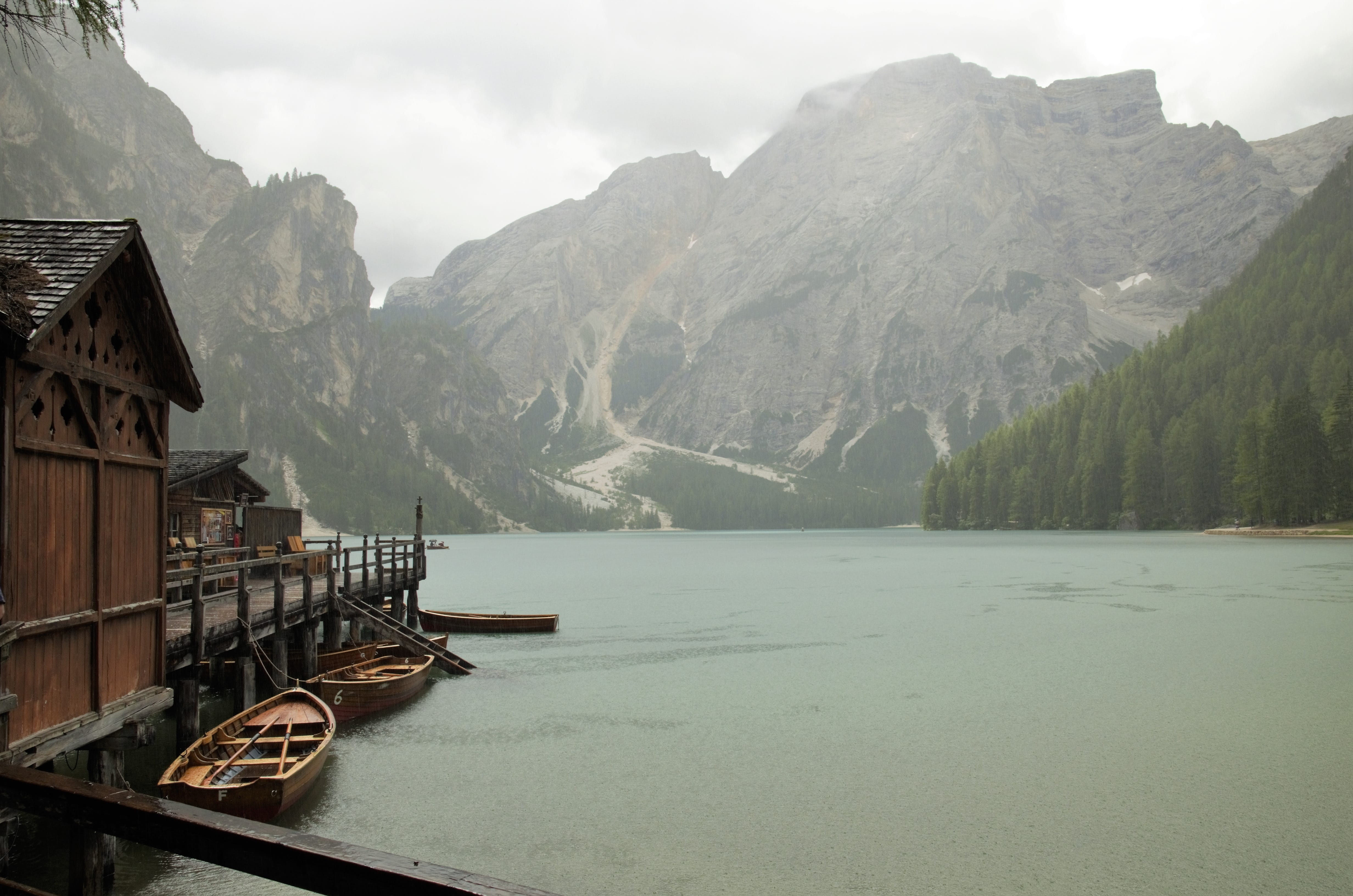 building exterior, day, transportation, water, beauty in nature, mountain, sky, tranquility, 4K, landscape, nature, lago di bianco, Lago, mountains, mountain range, HD Wallpaper