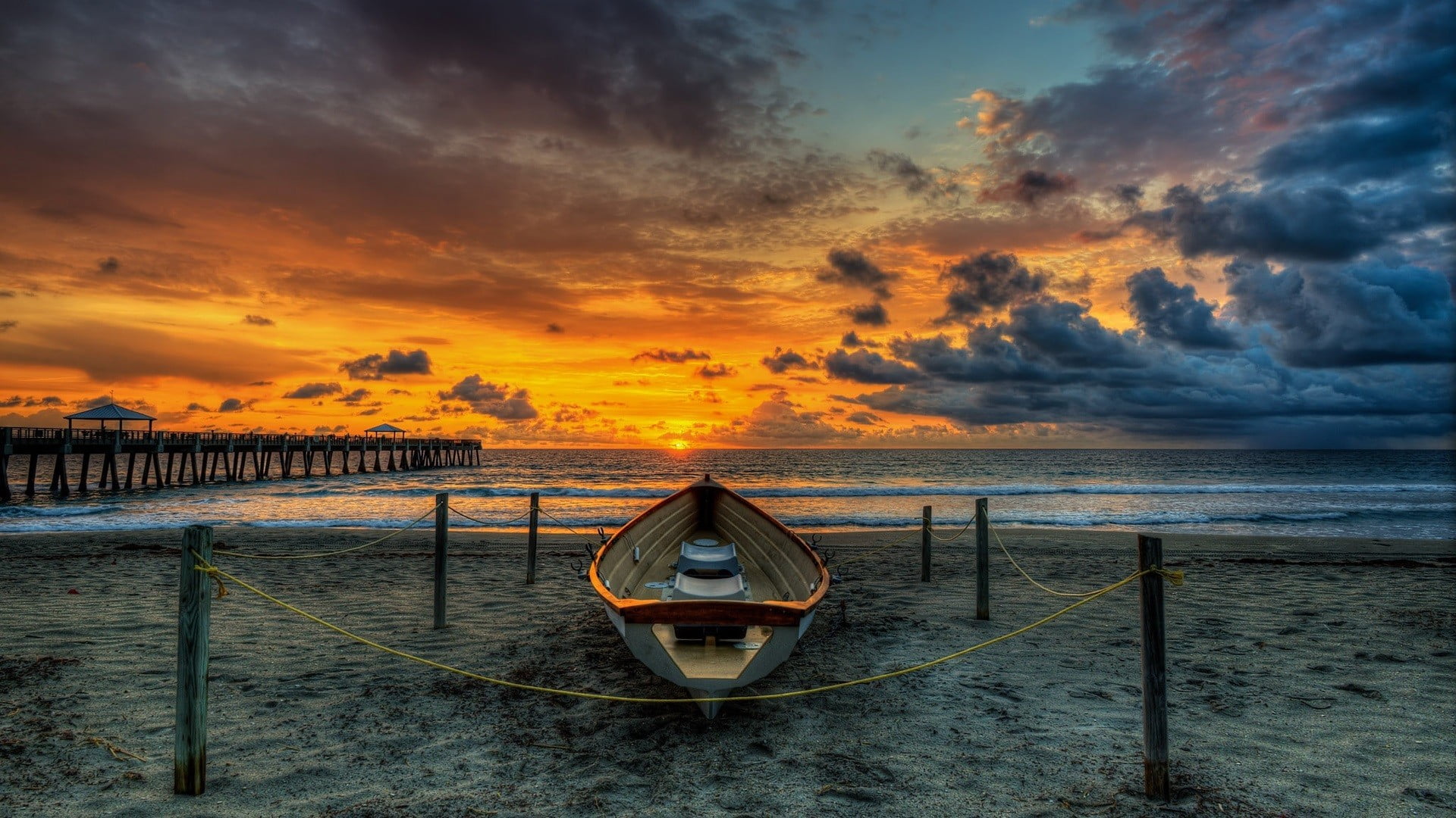 vacation, scenics - nature, fisherman, beauty in nature, sunset, river, 1080P, nature, small boat, sea, beach, peaceful, island, orange color, tourism, HD Wallpaper