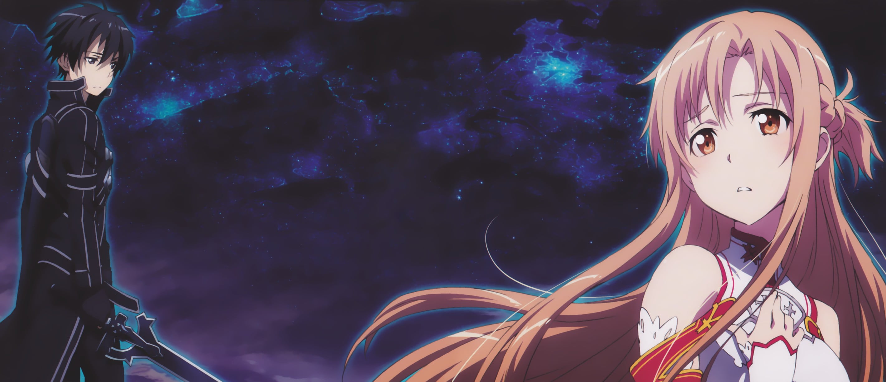 anime, Yuuki Asuna, outdoors, Sword Art Online, nature, male likeness, 2K, light, art and craft, no people, creativity, night, cloud - sky, representation, HD Wallpaper