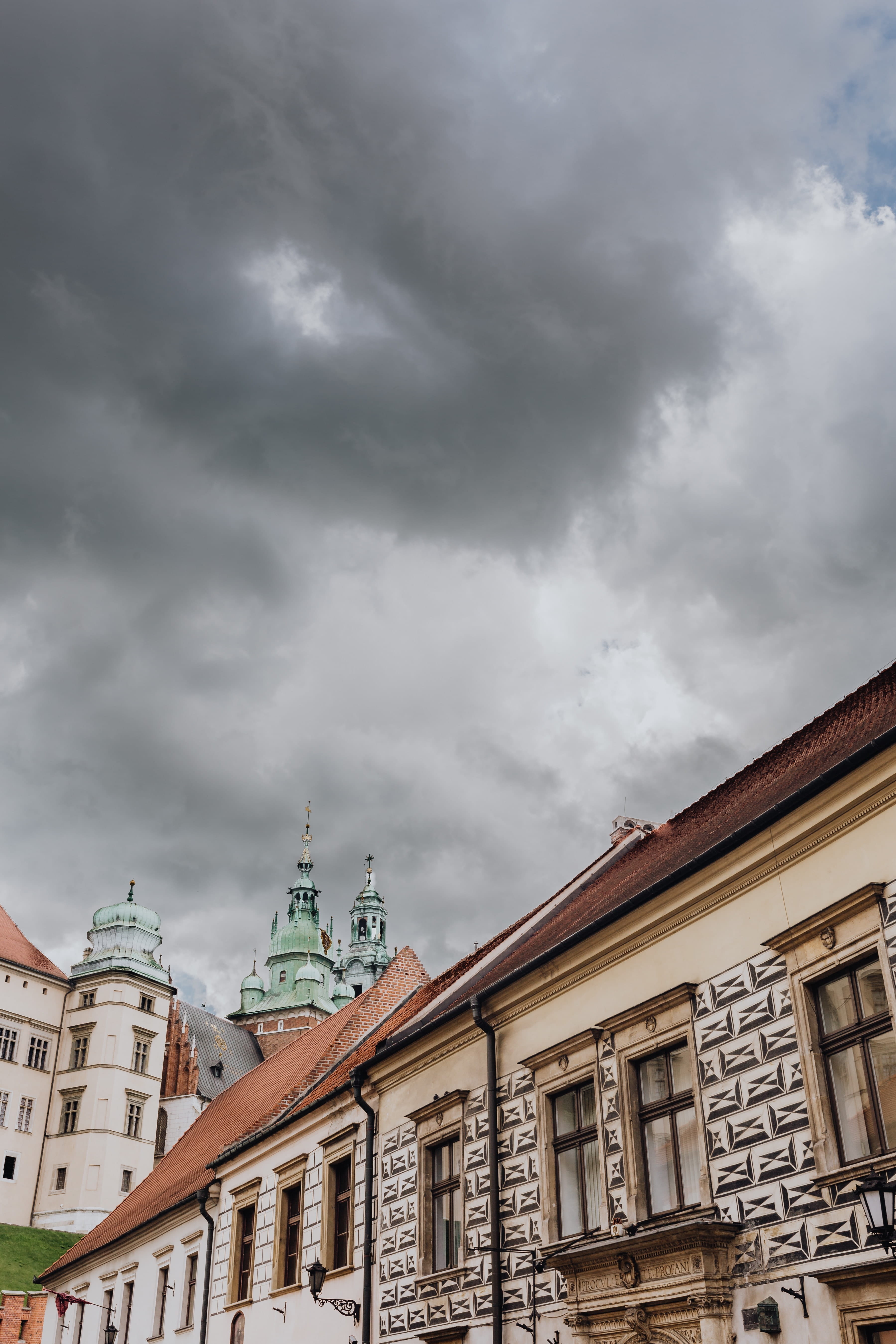 magic, storm, architecture, building, Poland, day, built structure, place of worship, low angle view, 5K, city, no people, polish, cloud - sky, cracow, Phone HD Wallpaper