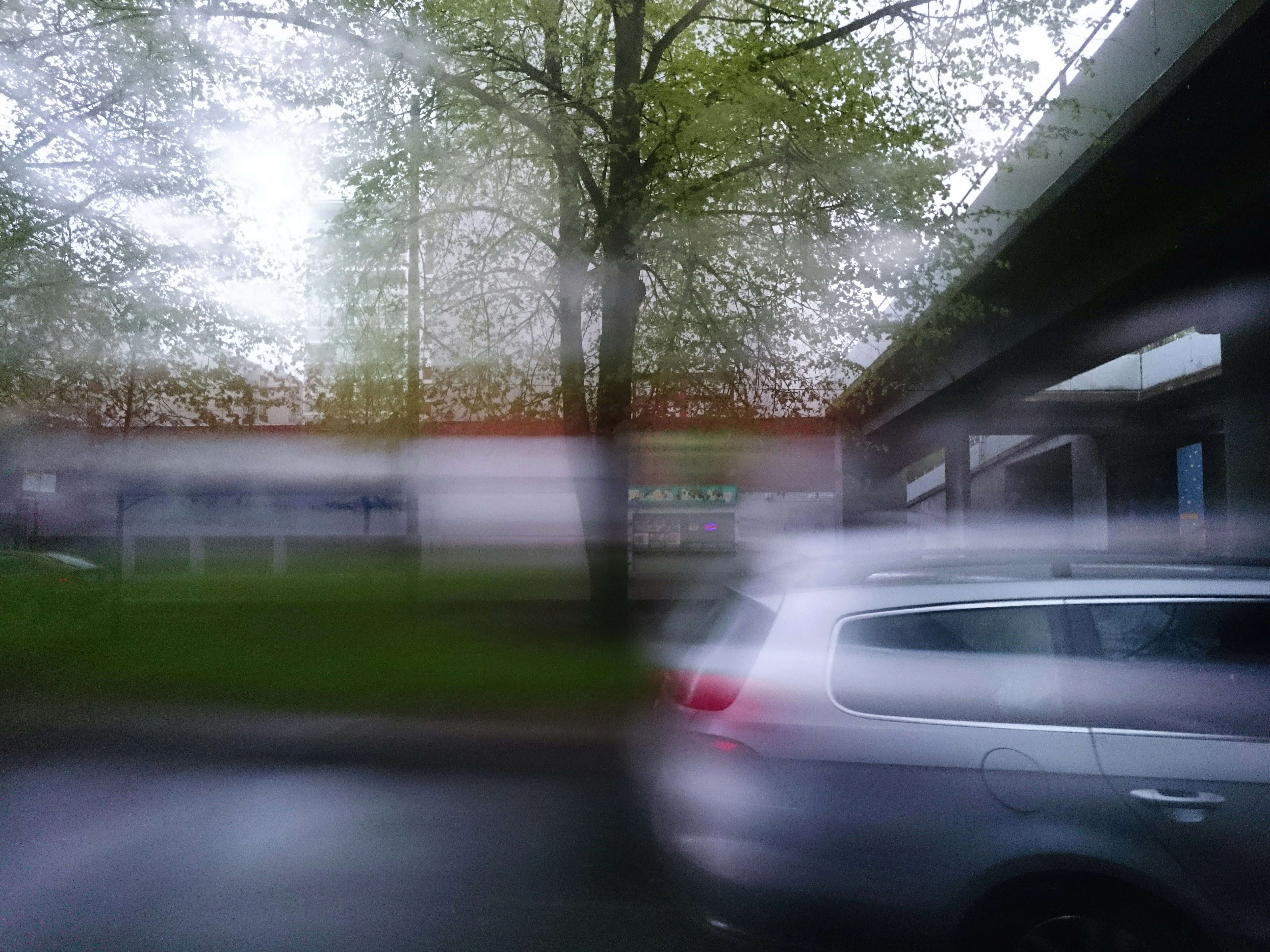 outdoors, architecture, transparent, pasila, window, green, rainy season, mode of transportation, built structure, land vehicle, no people, hurry, tree, HD Wallpaper