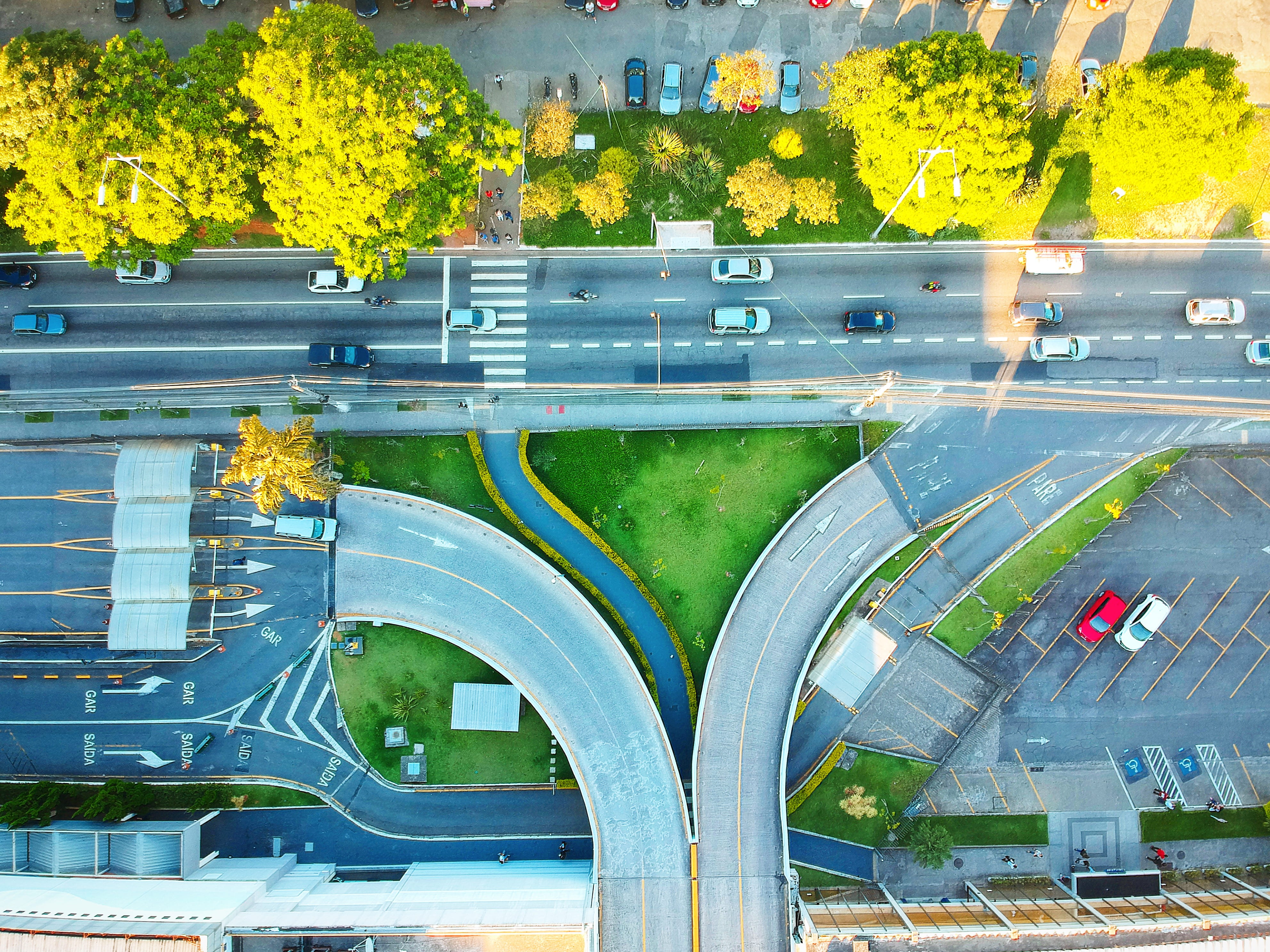 no people, from above, photography, motorway, outdoors, motor vehicle, plant, dji, vehicles, water, parking lot, aerial view, day, mode of transportation, HD Wallpaper
