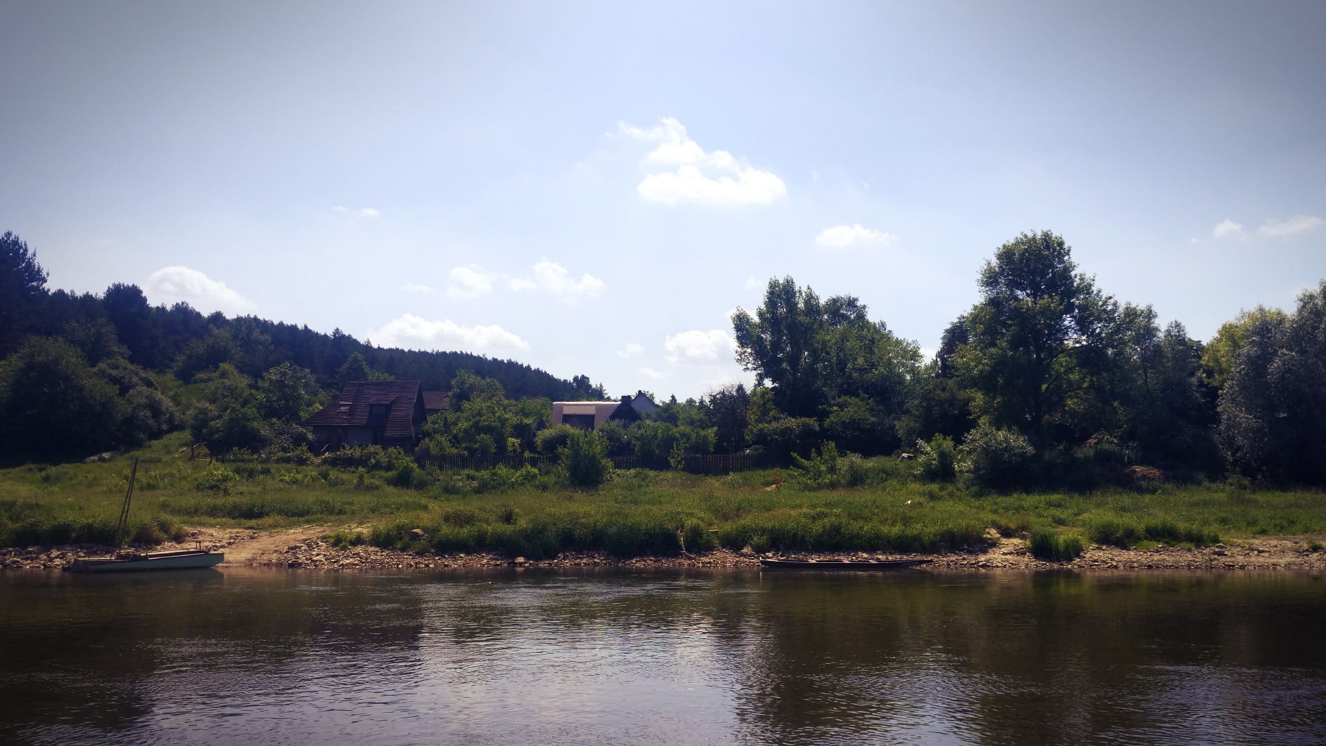 river, landscape, Vistula, Poland, 1080P, house, forest, HD Wallpaper