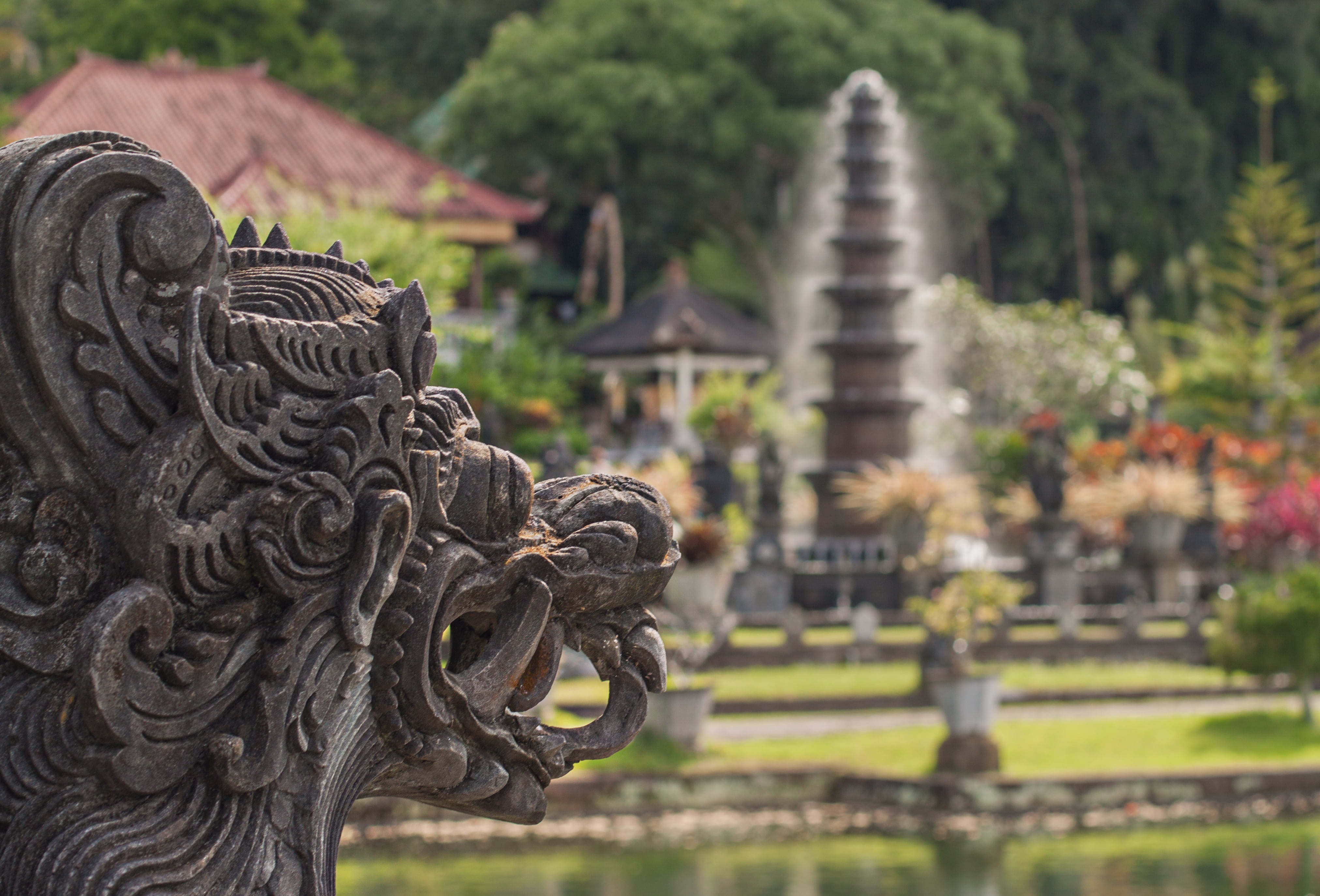 place of worship, water palace, fountain, history, indonesia, around the world, carving, ornate, dragon, bali, palace, building exterior, belief, representation, HD Wallpaper