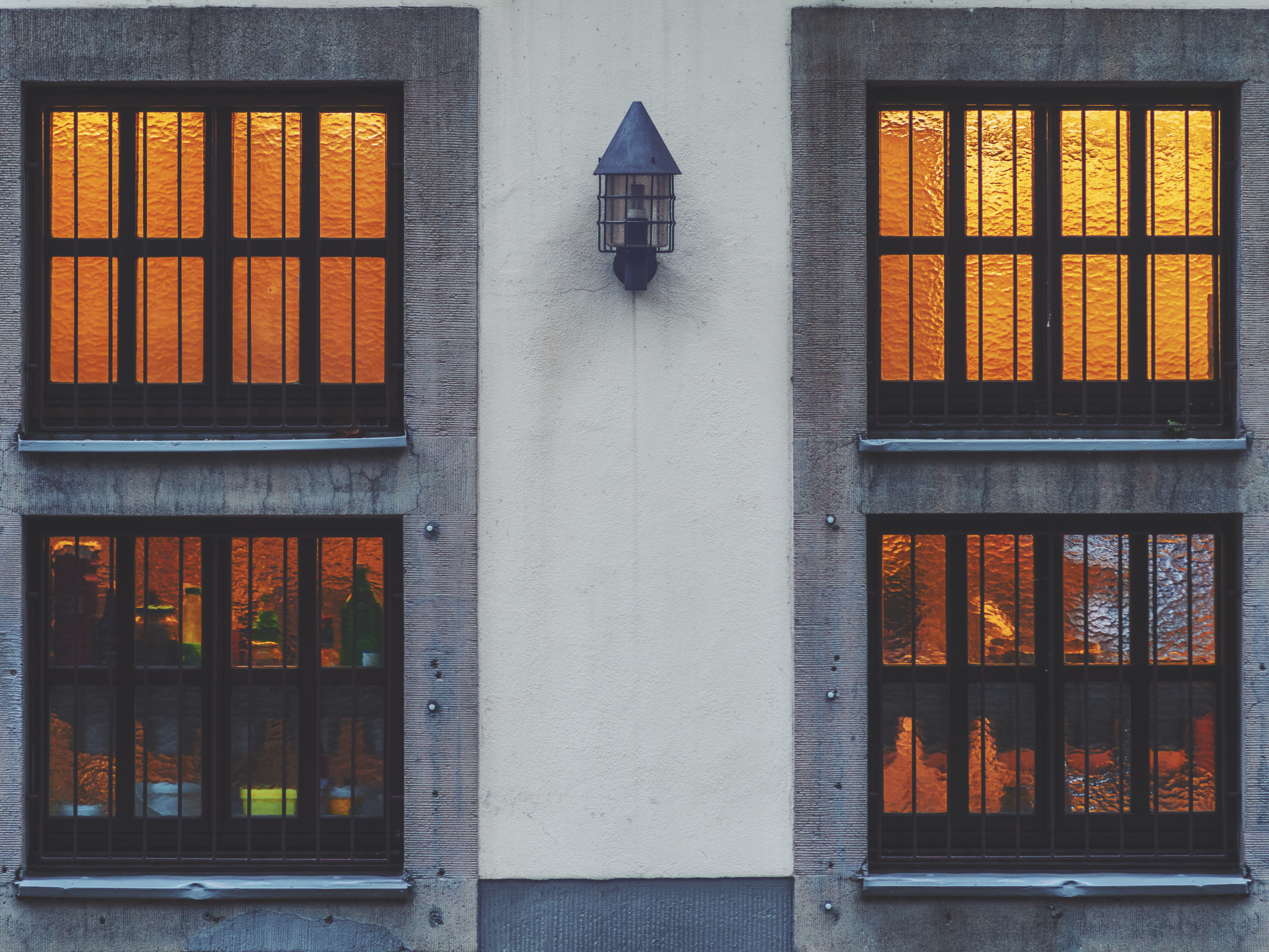 pattern, close, day, black, 5K, köln, city, panes, sconce, view, security, light, near, building exterior, two, germany, texture, cologne, built structure, HD Wallpaper