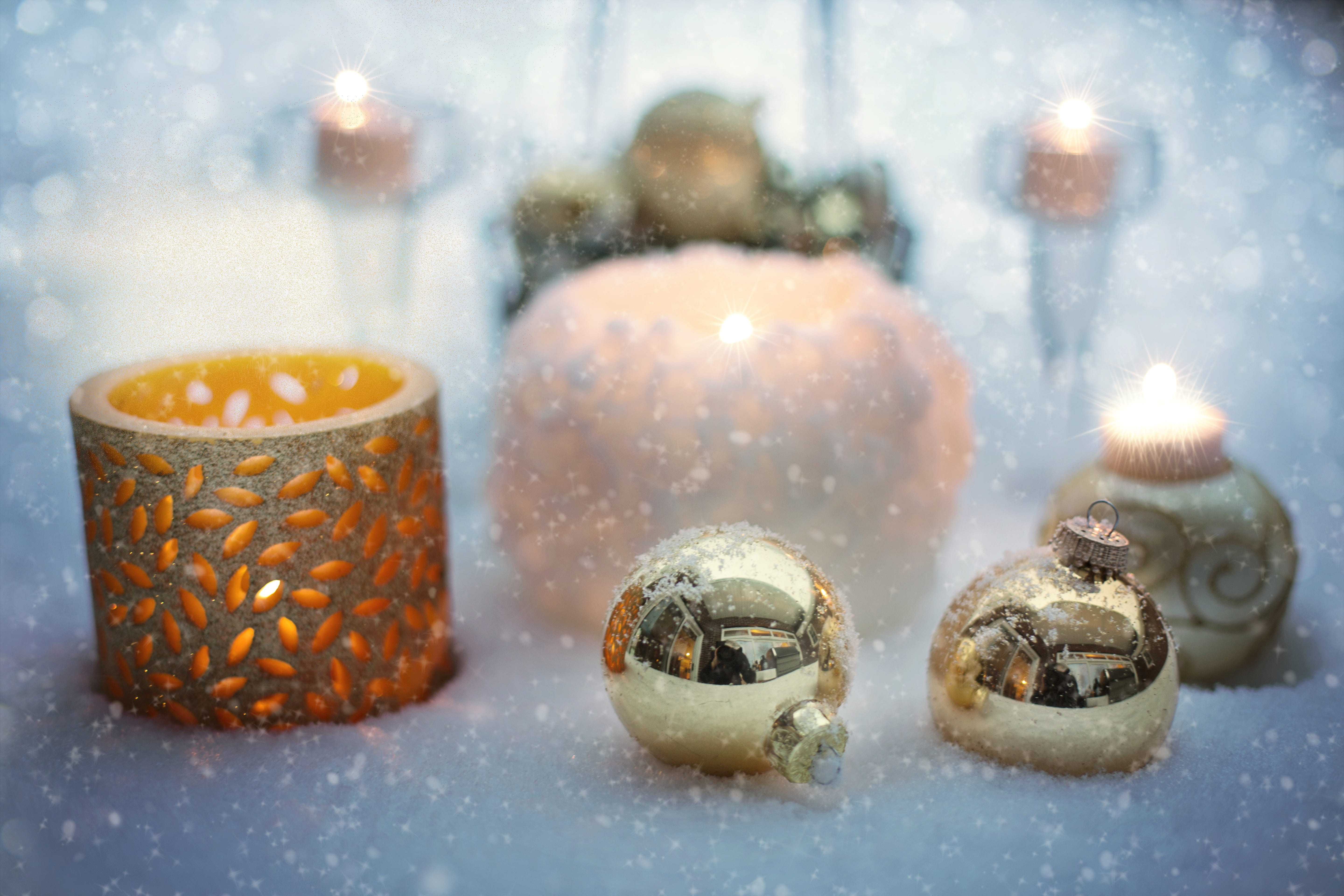 celebration, ornate, food and drink, nature, candle, christmas decoration, merry, winter, snowing, atmosphere, decoration, no people, illuminated, 5K, HD Wallpaper