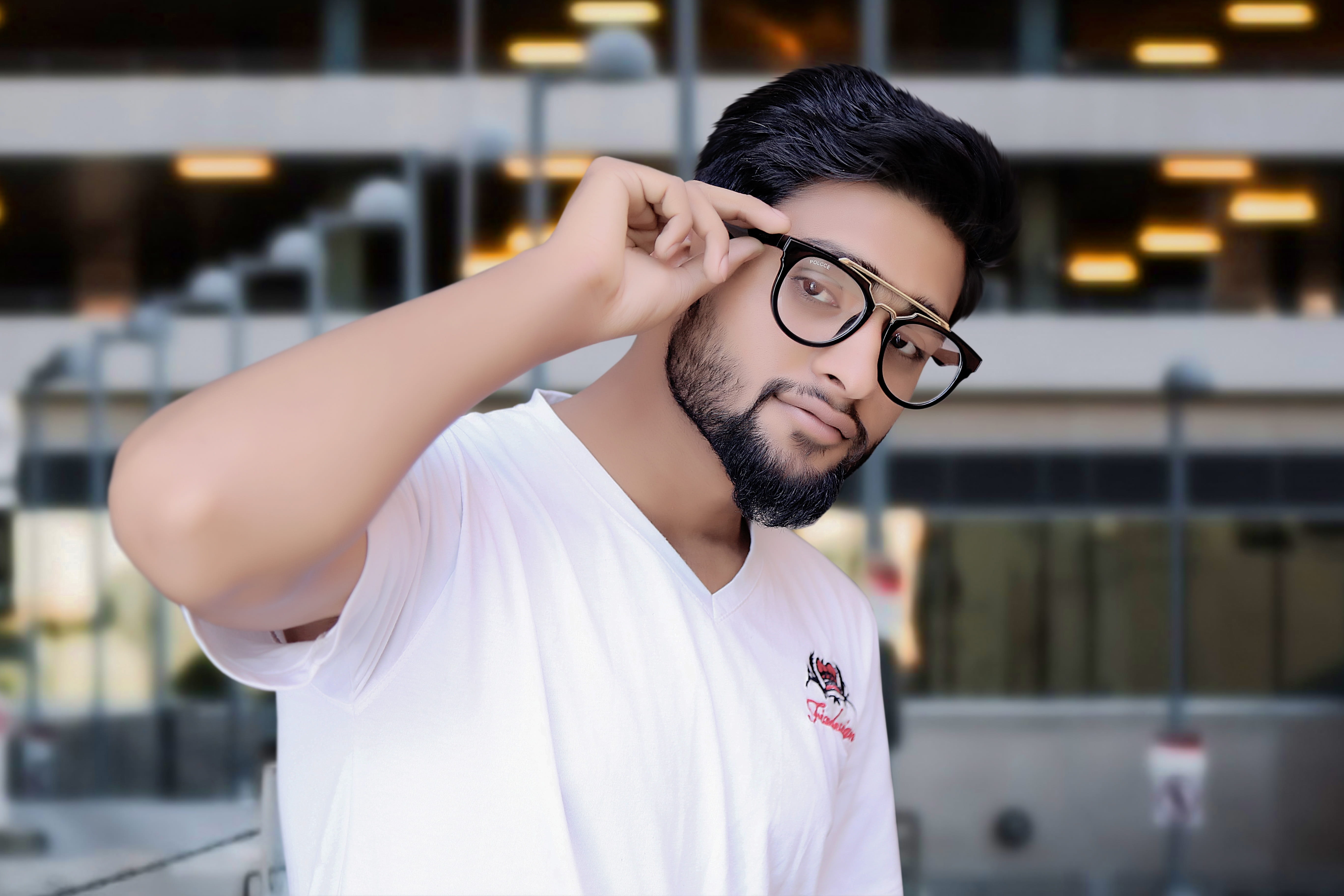 pakistani model, eyeglasses, glasses, young adult, human arm, 5K, front view, young, men, headshot, boy, casual clothing, focus on foreground, leisure activity, HD Wallpaper