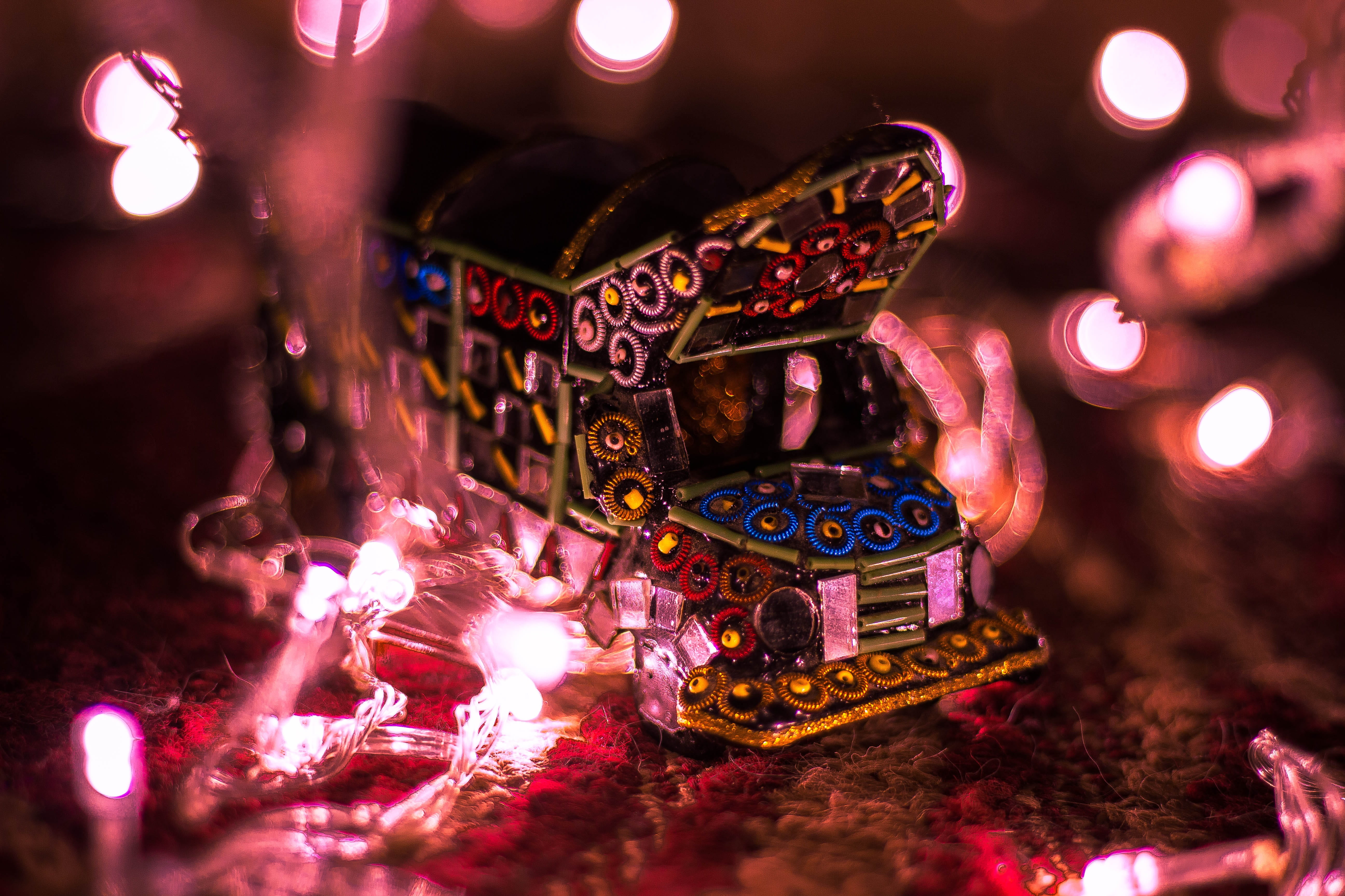 vintage, vehicle, illuminated, automobile, metal, classic, history, 5K, light, cart, multi colored, car, oldtimer, christmas, christmas decoration, text, HD Wallpaper