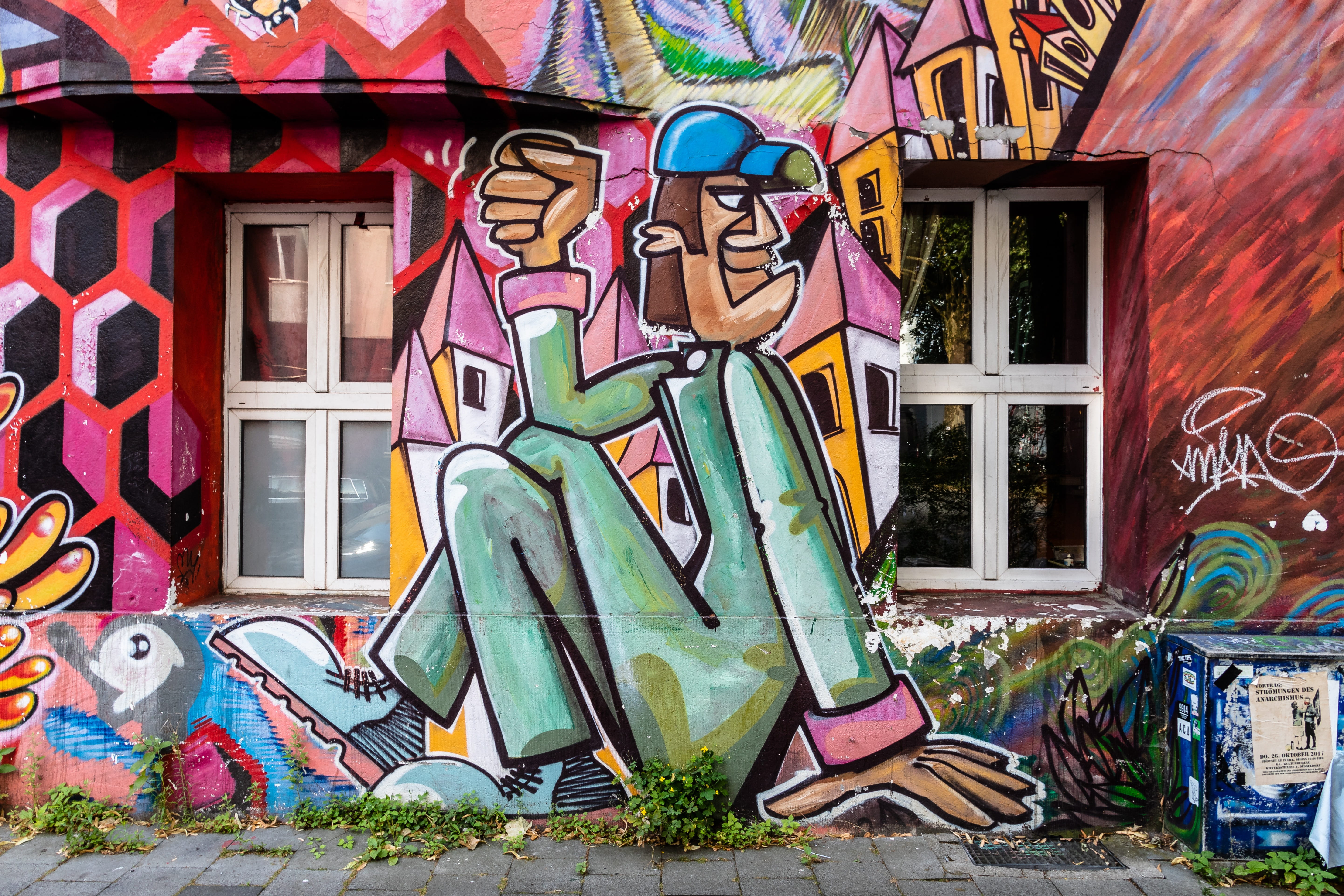 flingern, painted, architecture, craft, wall, female likeness, graffiti, no people, multi colored, painting, art, pine street, festival, creativity, 5K, HD Wallpaper