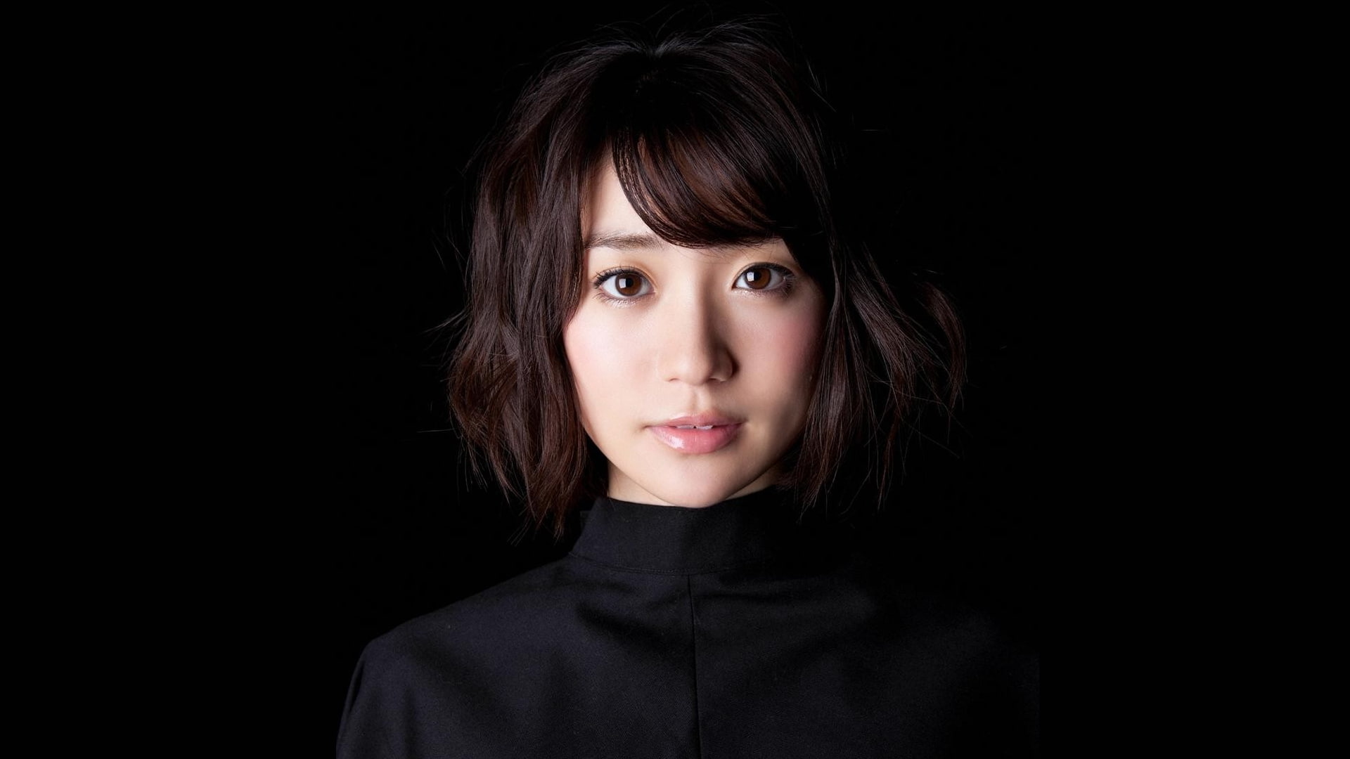 portrait, Yuko Oshima, women, akb48, 1080P, black background, Asian, model, HD Wallpaper