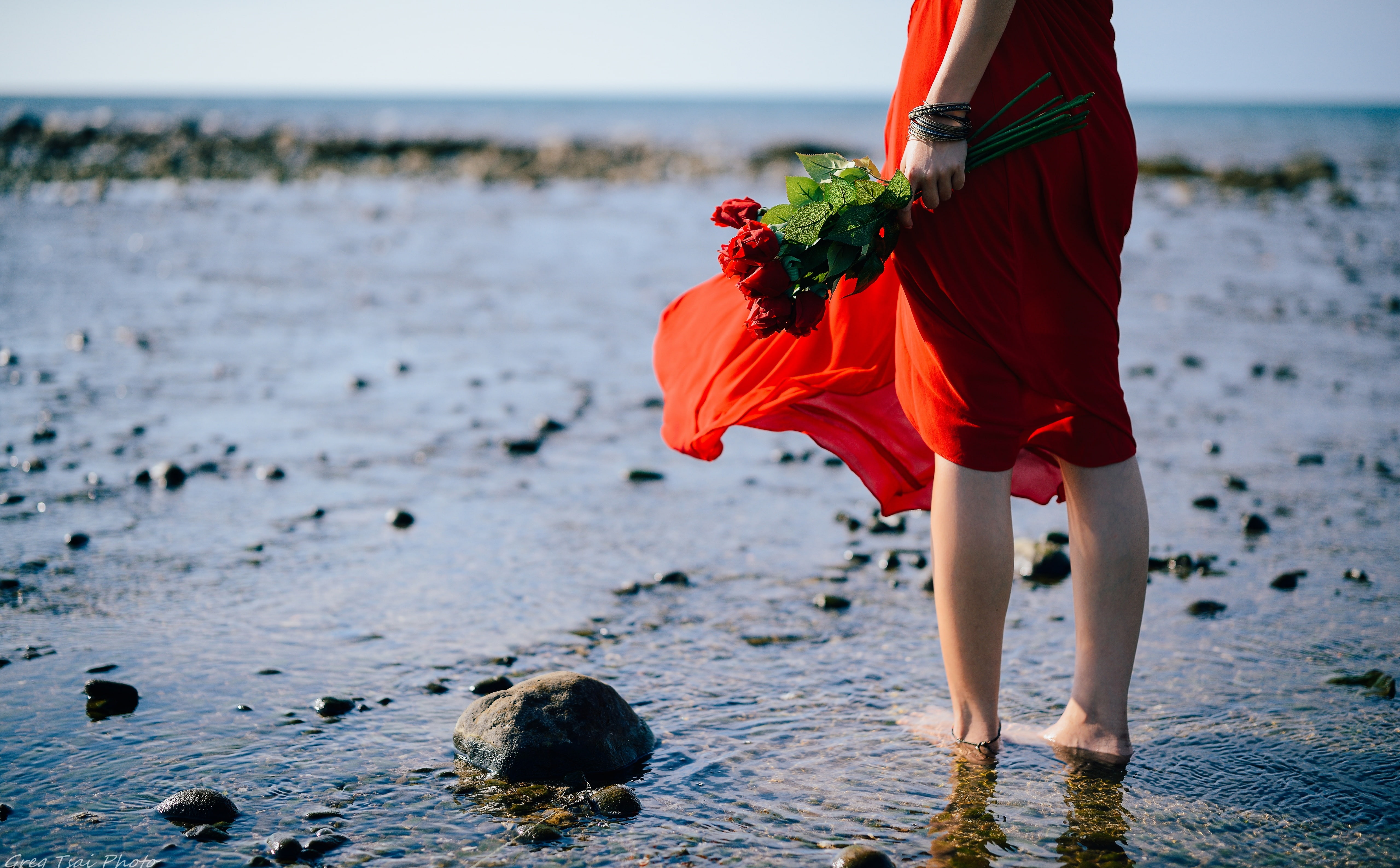 bare, clothing, standing, nature, land, Flowers, dress, Water, outdoors, one person, Girls, beauty in nature, s, sea, women, 5K, adult, Woman, Outdoor, HD Wallpaper