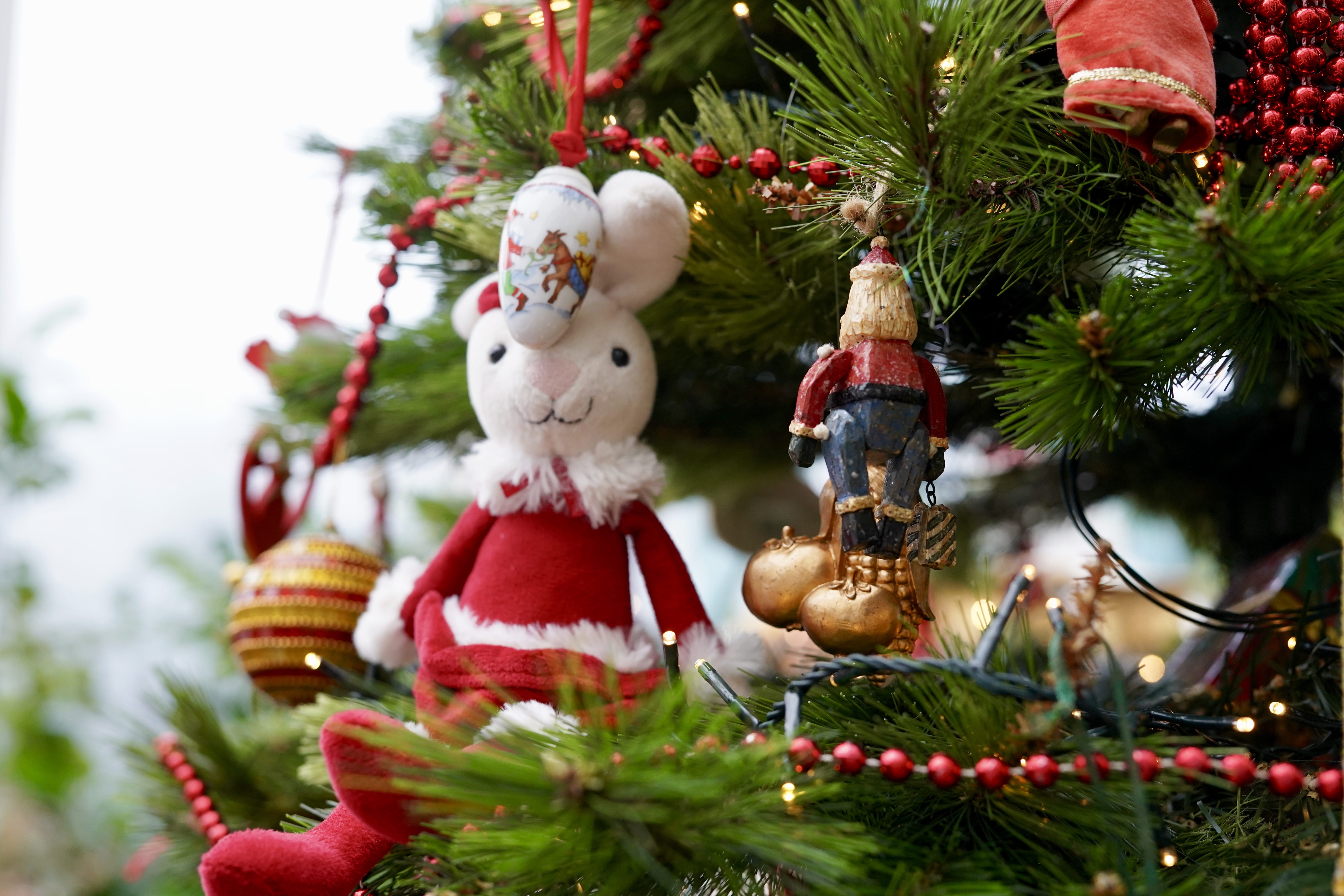 christmas decoration, tree, toy, representation, white, plush, no people, holiday, plant, close-up, christmas ornament, hanging, christmas, christmastree, HD Wallpaper