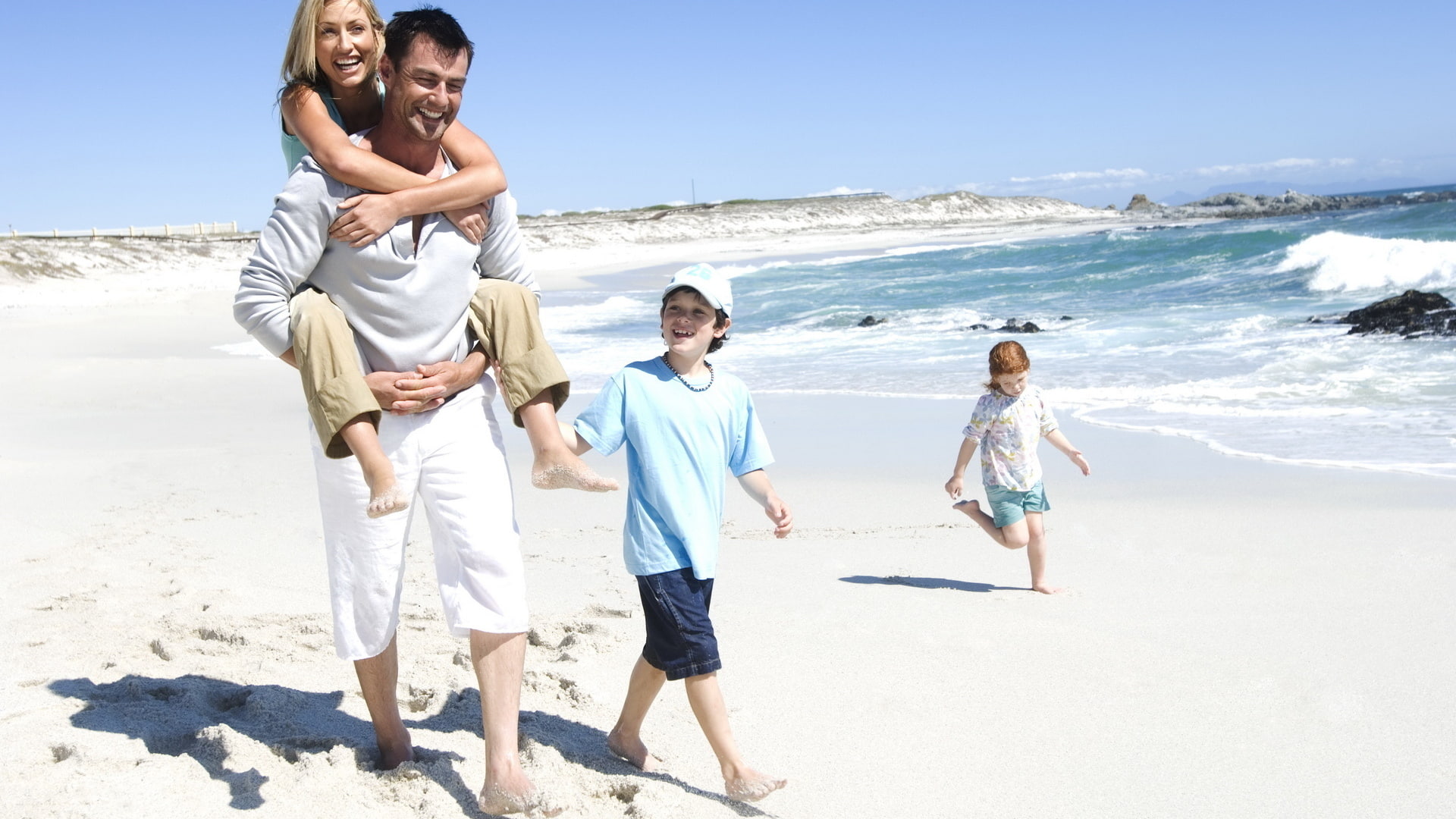 entretenimiento, 1080P, paseo, famila, playa, HD Wallpaper