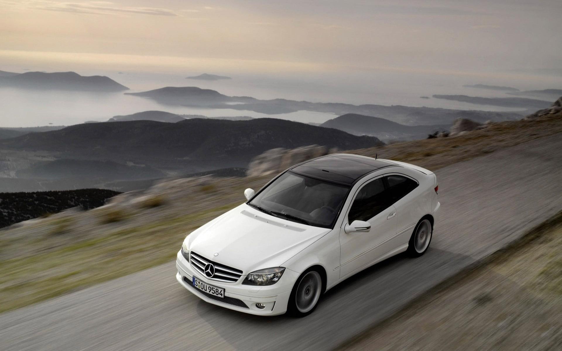 white, cars, benz, mercedes-benz, mercedes, 1080P, mercedez, 1920x1200, c, mercedes-benz c64, black, coup, amg, HD Wallpaper