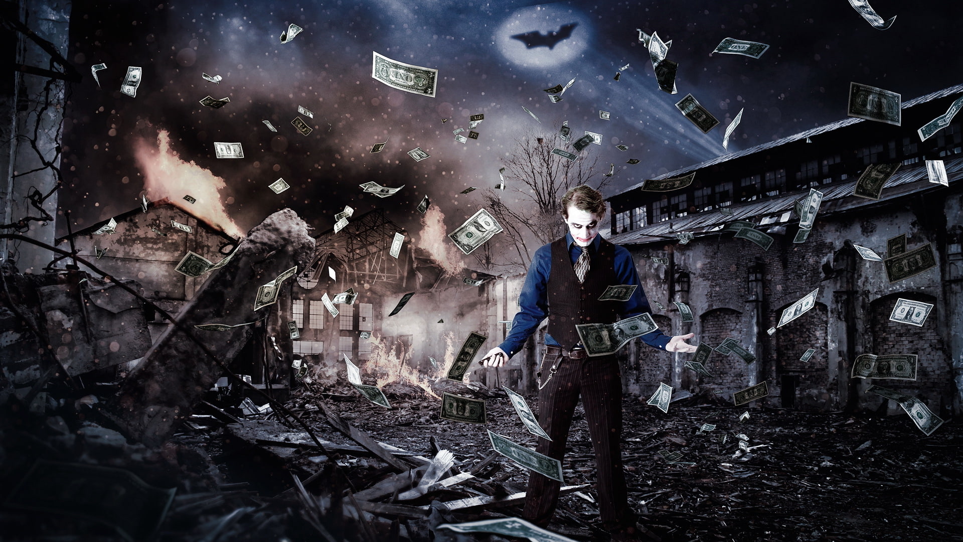 1080P, Joker, money, background, HD Wallpaper