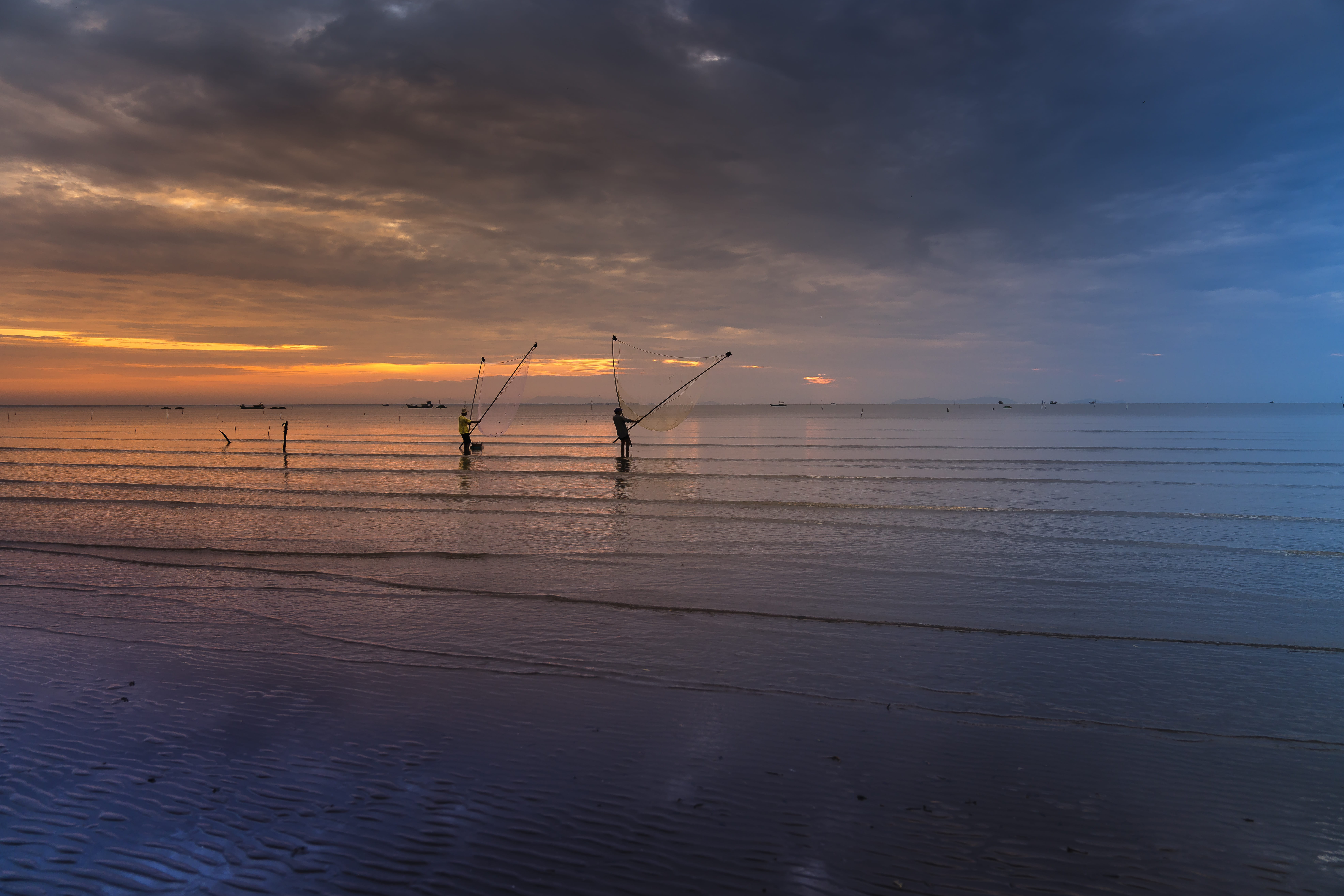 ball, nature, go curvy, fishing, vietnam, light, heaven, land, get, farm, the waves, water, clam, net, scenics - nature, sunrise, the tradition, the fishermen, HD Wallpaper