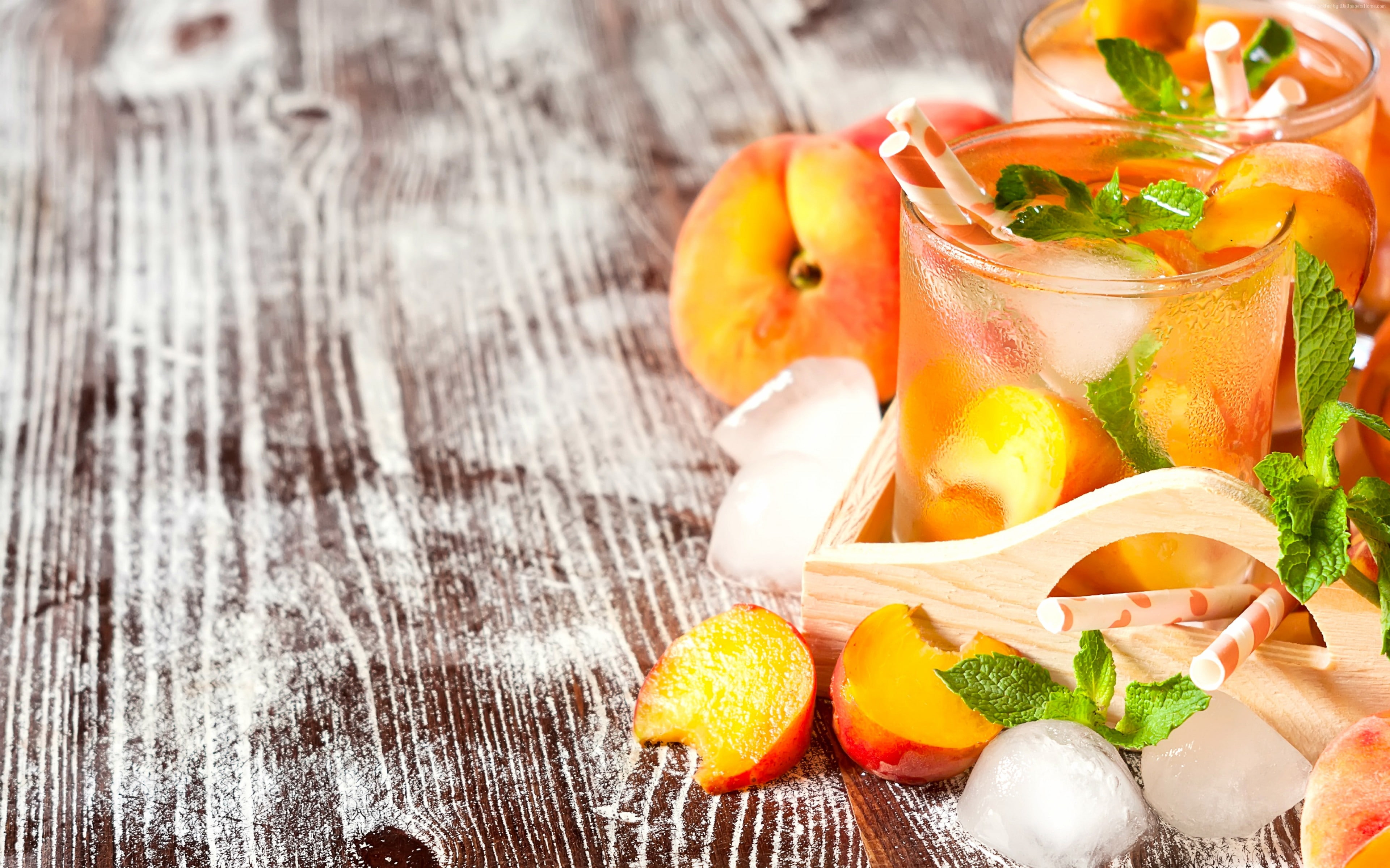 lemonade, peach, 4k, 4K, ice, mint, HD Wallpaper