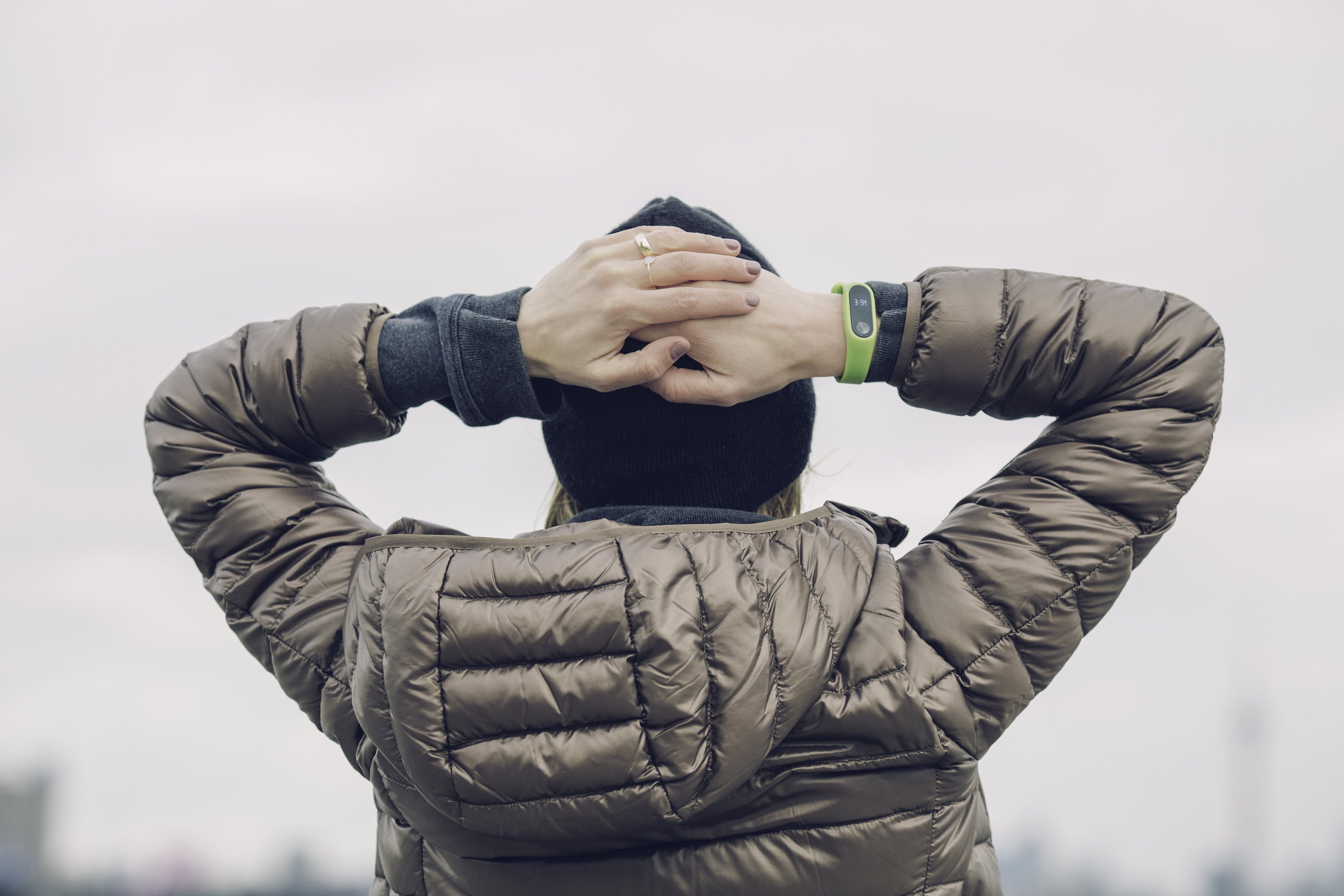 jacket, winter, beanie, wristband, one person, young men, health, warm clothing, fitness, men, hand, day, tracker, time, modern, accessory, casual clothing, HD Wallpaper