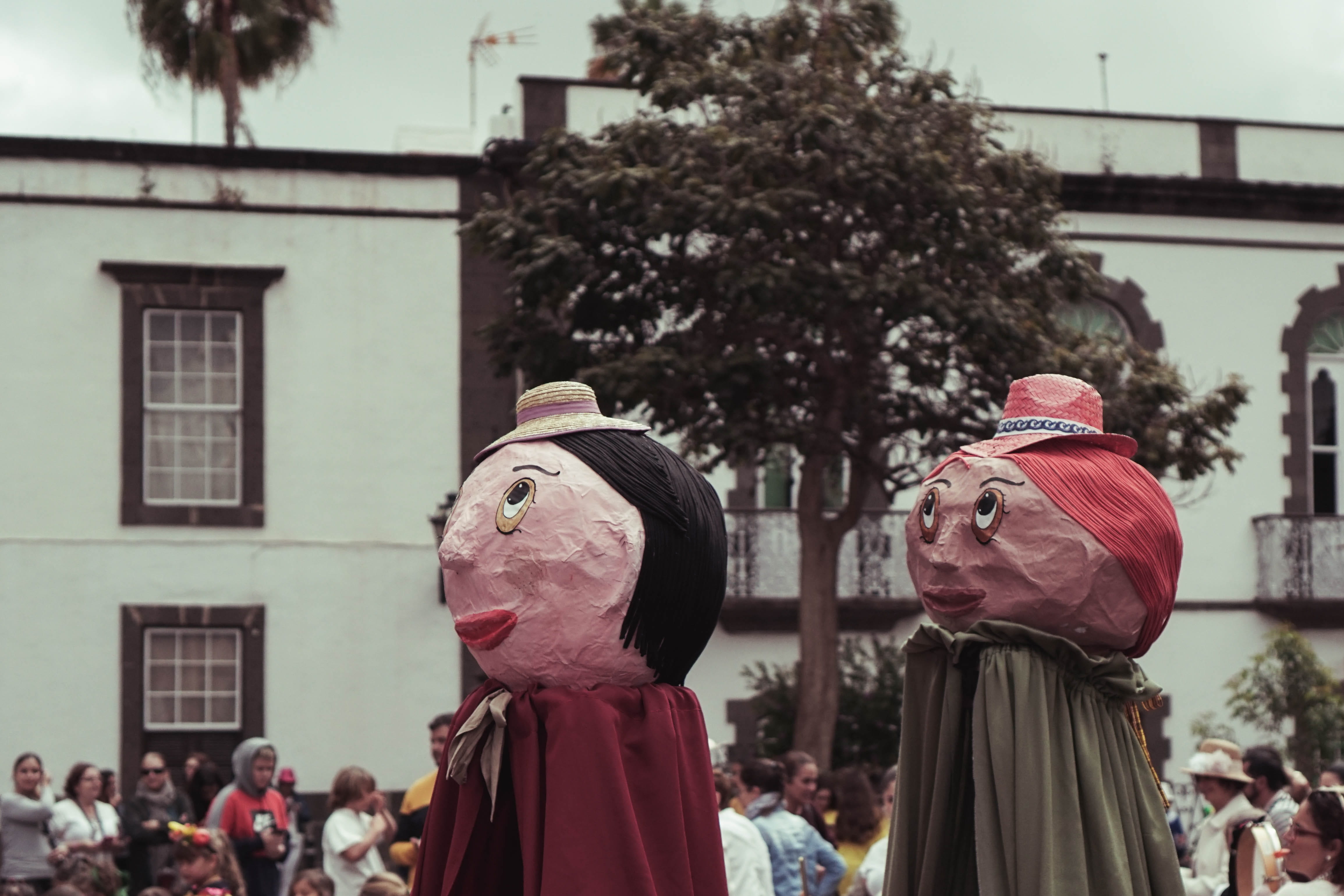 male likeness, human representation, apparel, human, costume, toy, day, mascot, 4K, lifestyles, city, celebration, pinata, clothing, male, female, people, HD Wallpaper