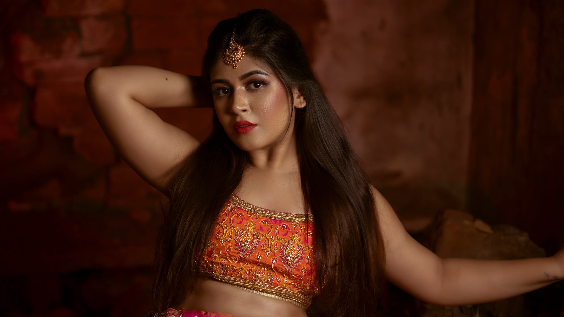 Actress, Model, Lipstick, Long Hair, 1080P, Girl, Raksha Somashekhar, Black Hair, Indian, Brown Eyes, Bollywood, Women, HD Wallpaper