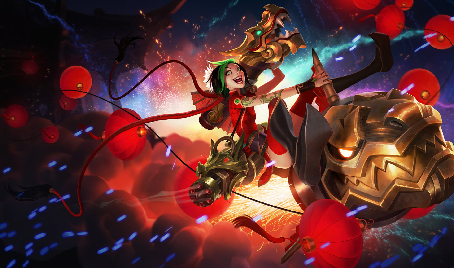 jinx, decoration, sculpture, craft, belief, statue, multi colored, Video Game, spirituality, human representation, male likeness, League Of Legends, Jinx (League Of Legends), HD Wallpaper