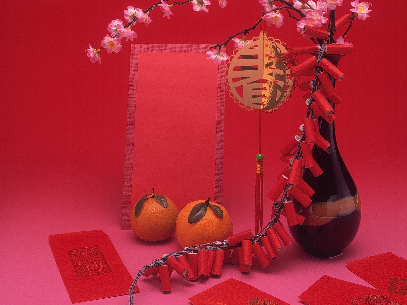 chinese new year, colored background, festival, non-western script, hanging, christmas ornament, still life, wall - building feature, celebration, red background, HD Wallpaper