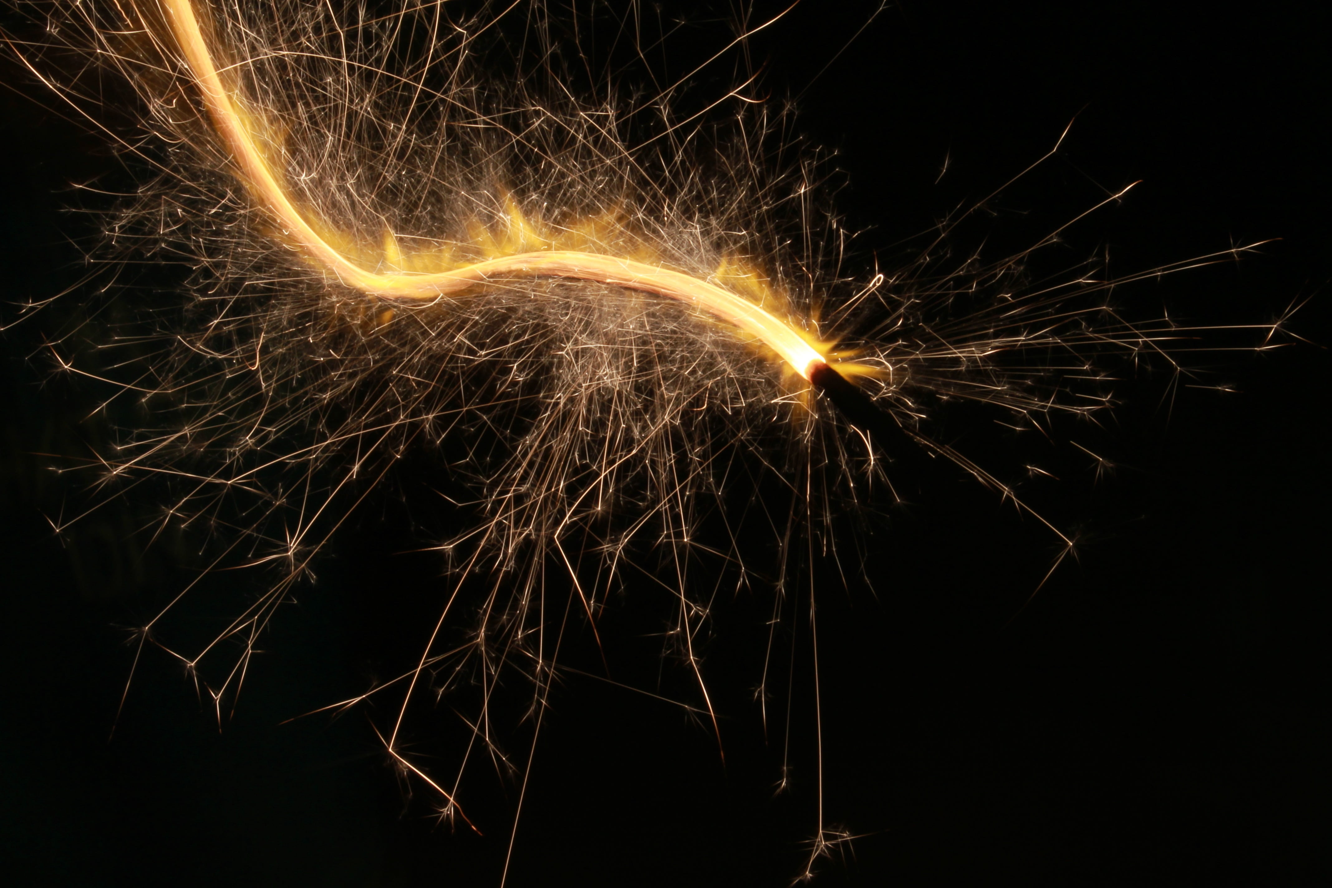 yellow, celebrate, childhood, chaos, fireworks, flames, joy, firework display, enlightening, design, celebration, black background, pyrotechnics, motion, HD Wallpaper