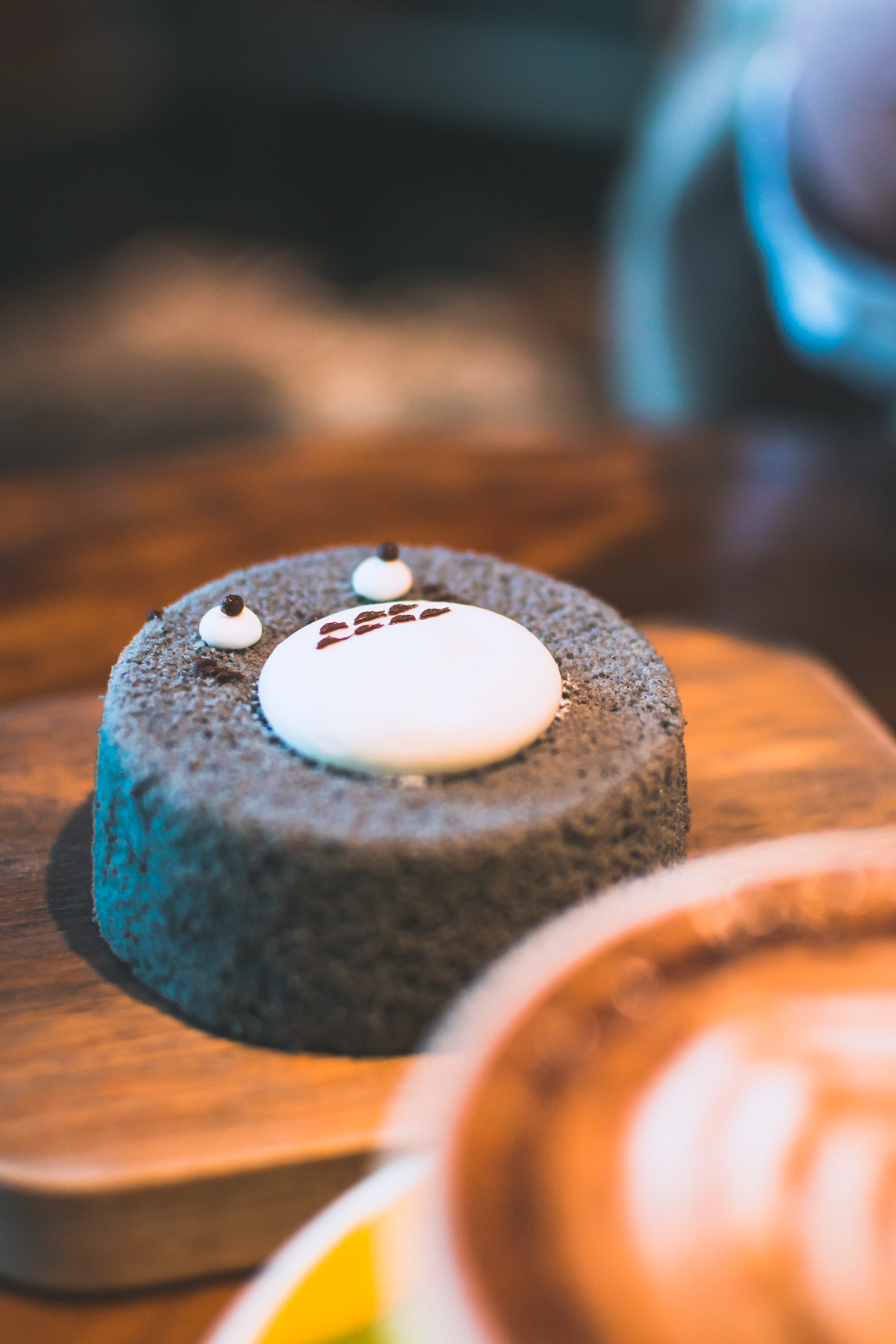 pastry, wood - material, circle, geometric shape, totoro, cuppa, still life, high angle view, wood, instafood, table, adorable, coffee, diya - oil lamp, Phone HD Wallpaper