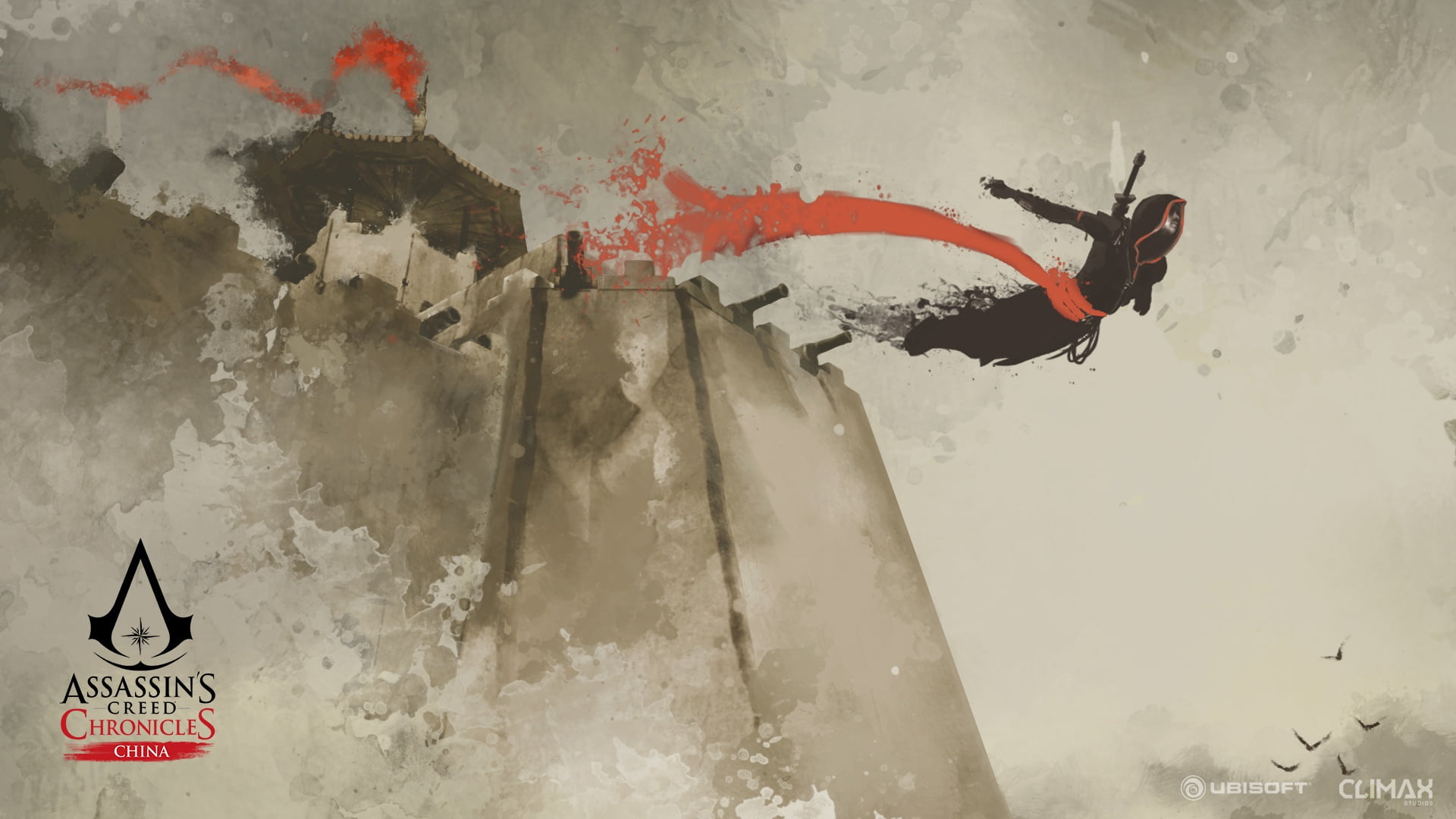 man, jump, walls, artwork, 1080P, cannons, game, digital art, jumping, castle, Assassins Creed: Chronicles, China, Assassins Creed, HD Wallpaper