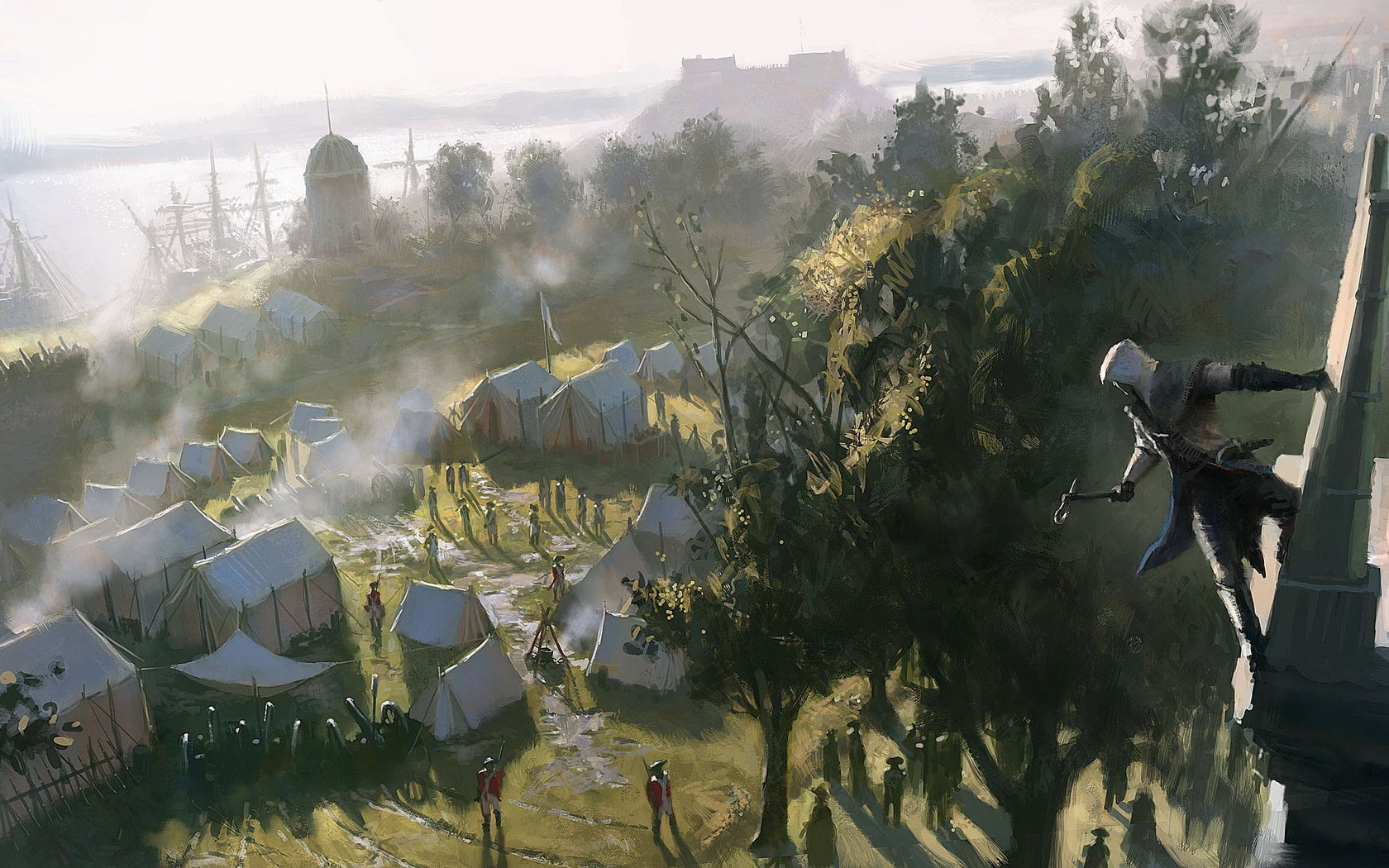 plant, architecture, building, tree, digital, day, beauty in nature, Assassins Creed, nature, high angle view, city, growth, environment, creed, field, HD Wallpaper