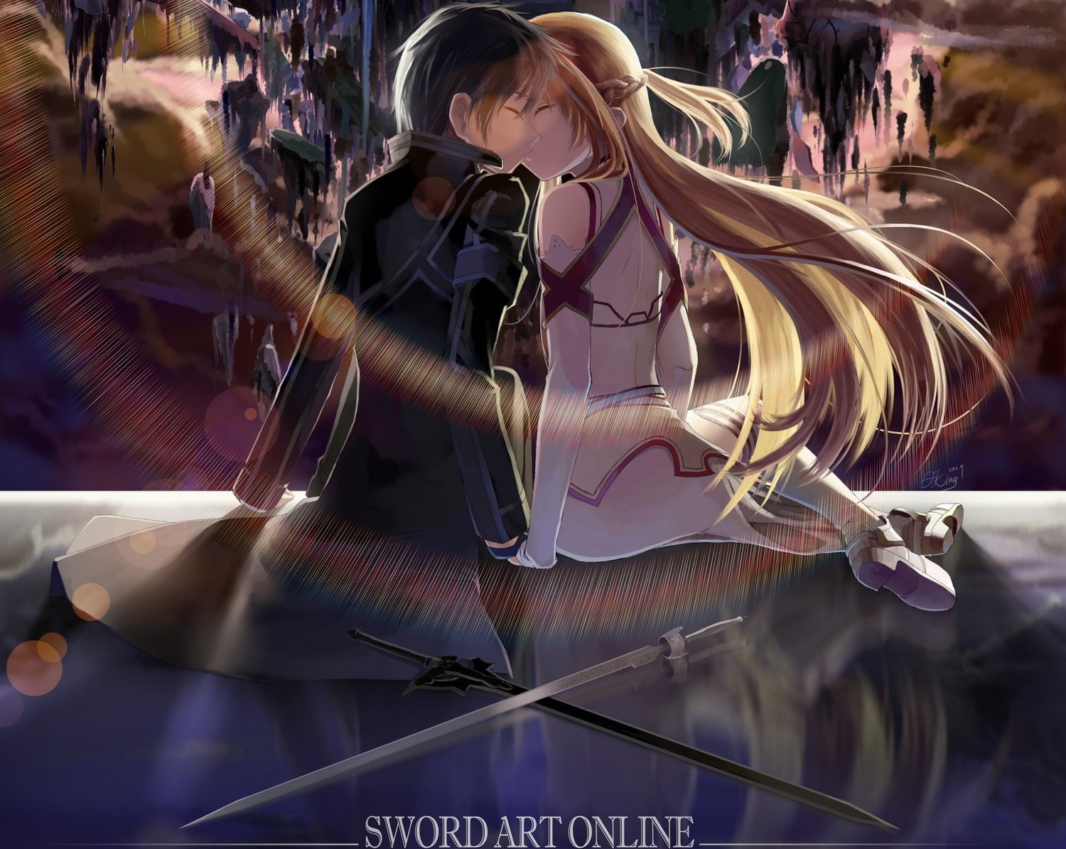 night, young Adult, retail display, Blonde, Anime, Asuna Yuuki, lifestyles, one Person, incidental people, real people, Long Hair, hd, standing, Weapon, HD Wallpaper