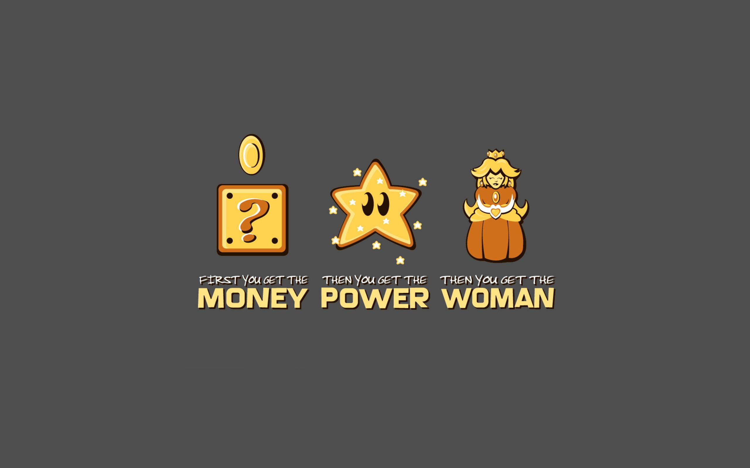 woman, super, money, funny, power, mario, 2K, steps, text, HD Wallpaper