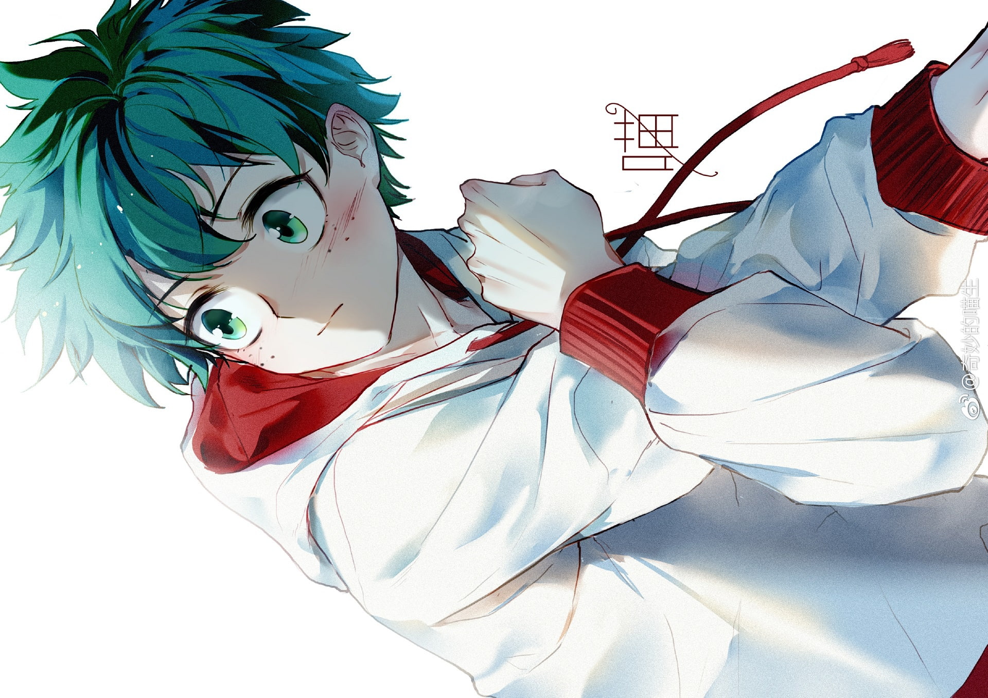 Izuku Midoriya, anime, 1080P, white background, Boku no Hero Academy, guy, HD Wallpaper