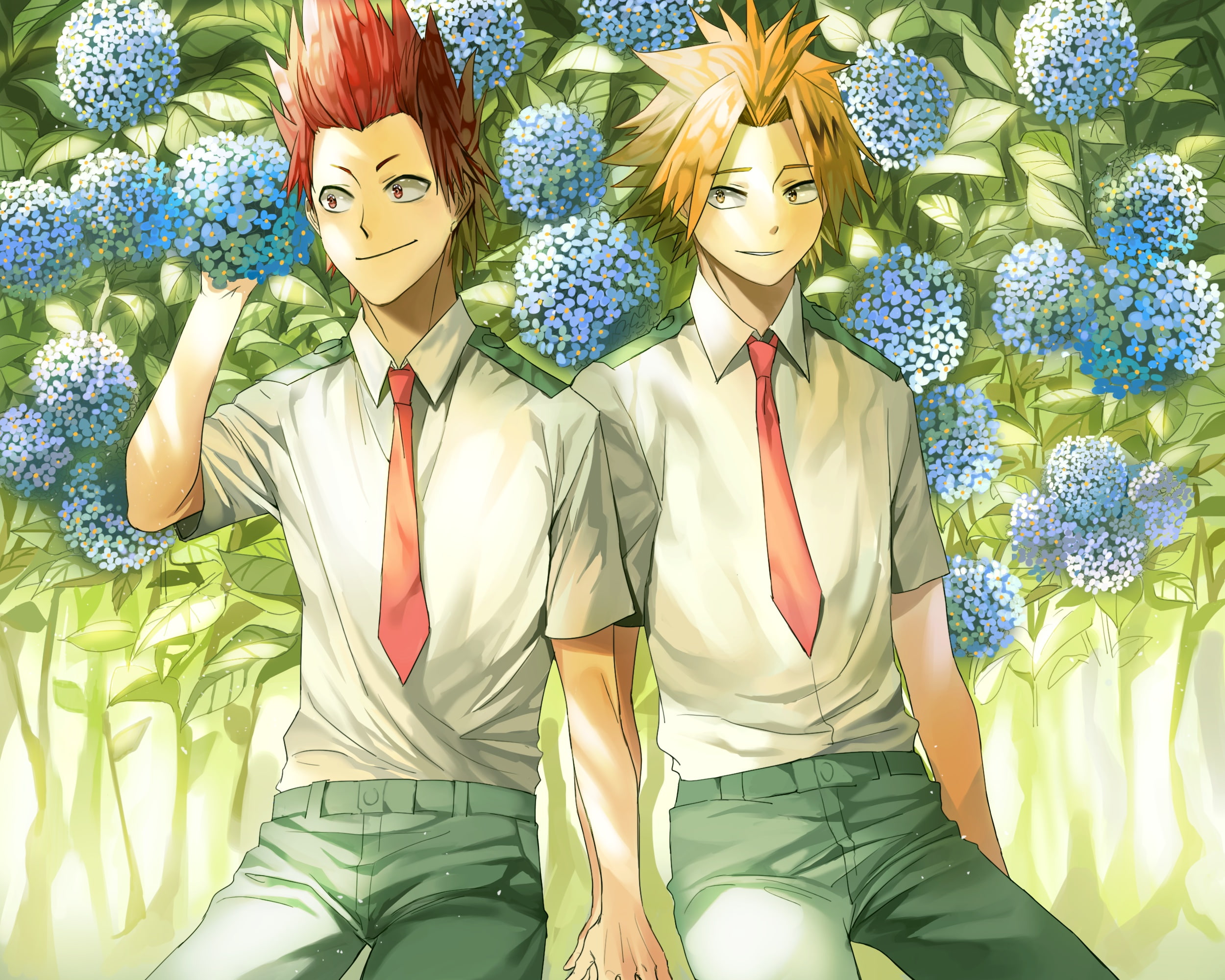 anime, My heroic academia, Boku No Hero Academy, guys, flowers, 1080P, HD Wallpaper