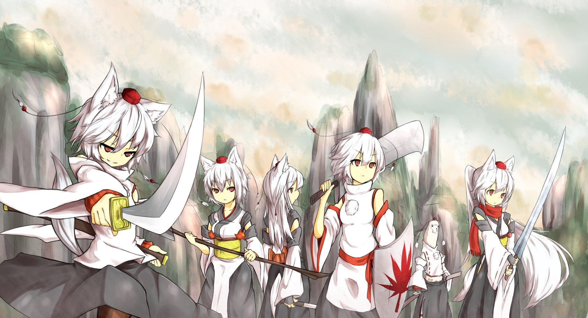 animal, hair, white, momiji, tengu, sleeves, inubashiri, ears, girls, touhou, japanese, games, clothes, anime, 1080P, detached, video, HD Wallpaper