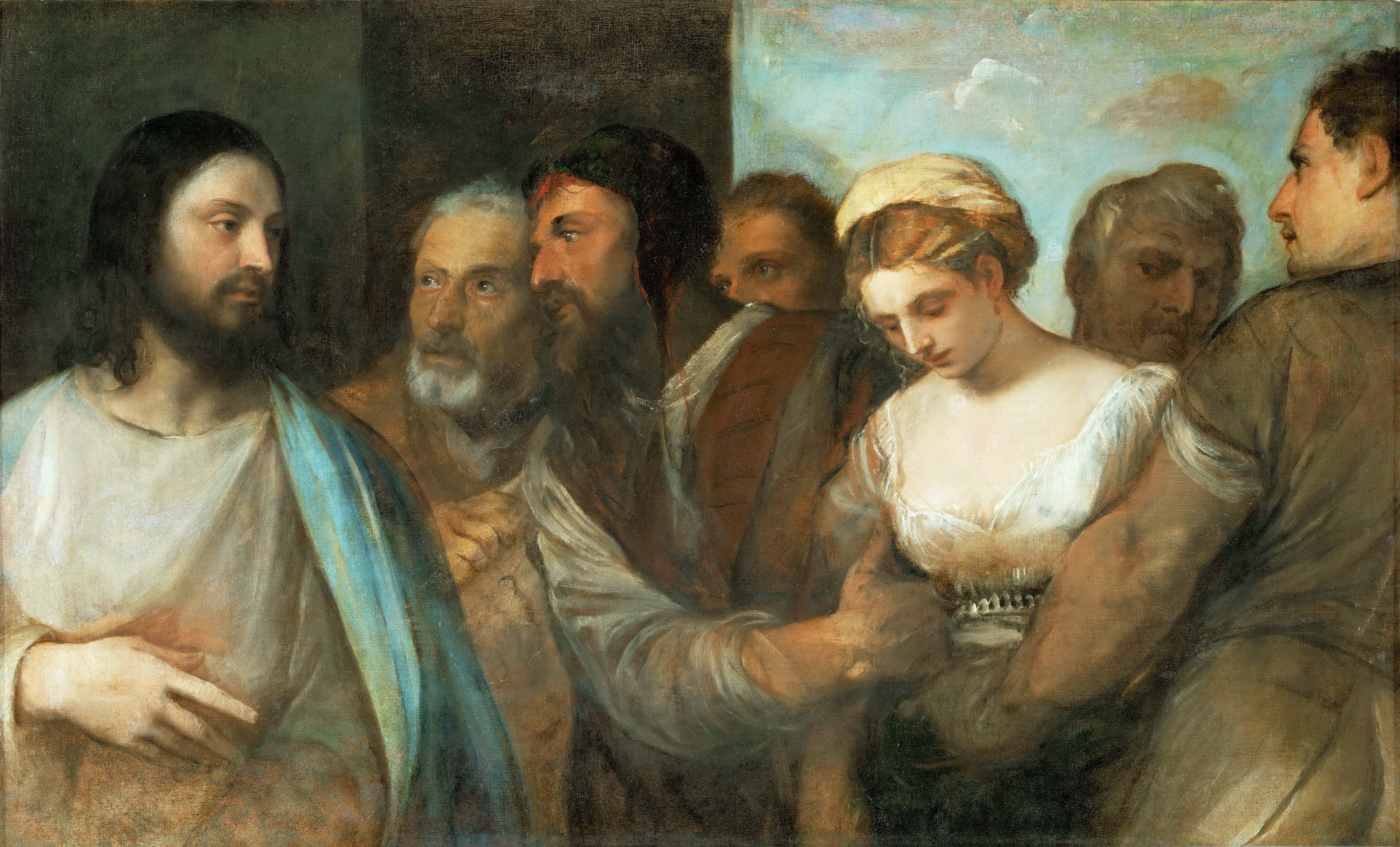 Titian Vecellio, Christ and the sinner, 5K, 1512-1515, HD Wallpaper