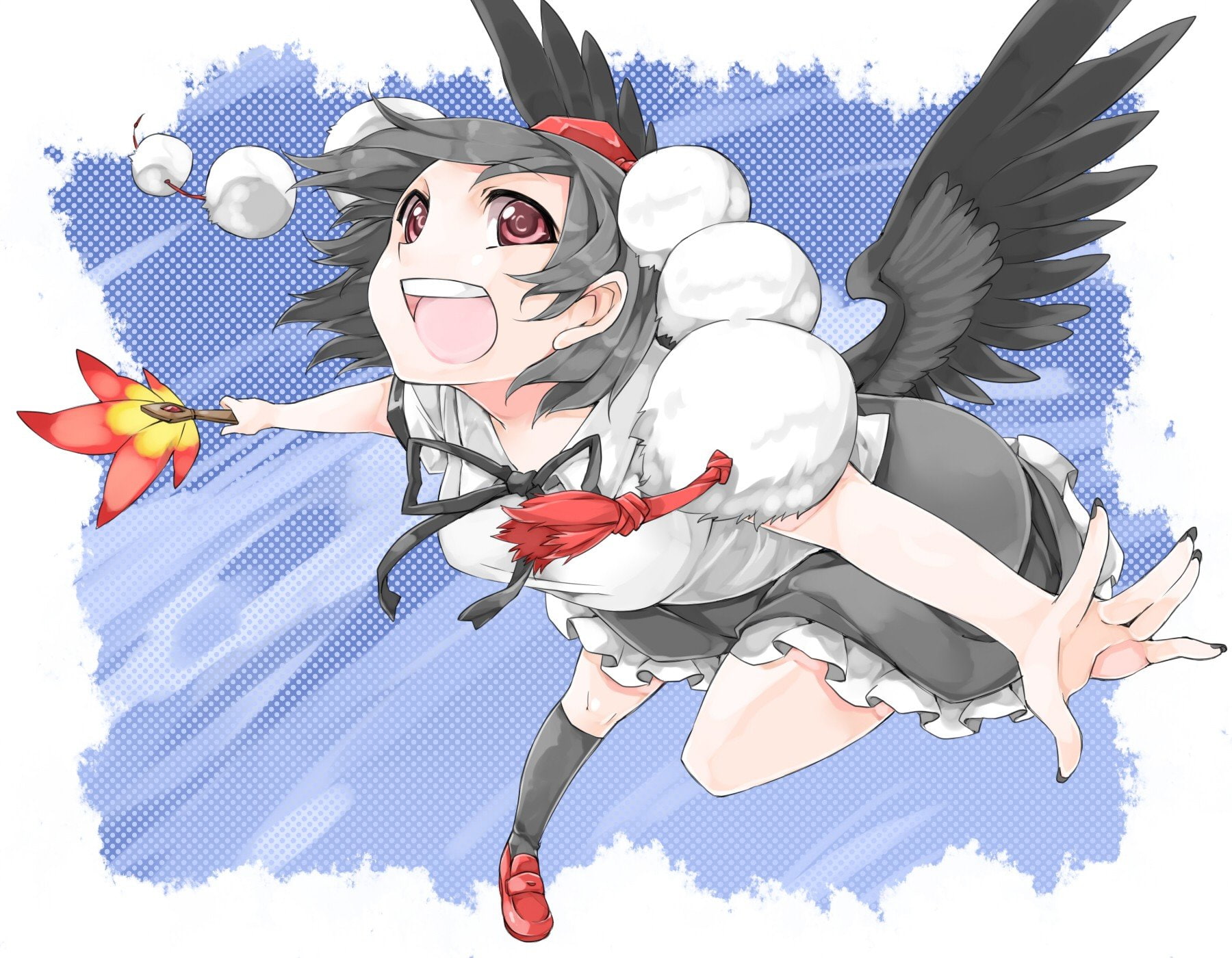anime, aya, wings, shameimaru, red, 720P, girls, eyes, tengu, touhou, HD Wallpaper