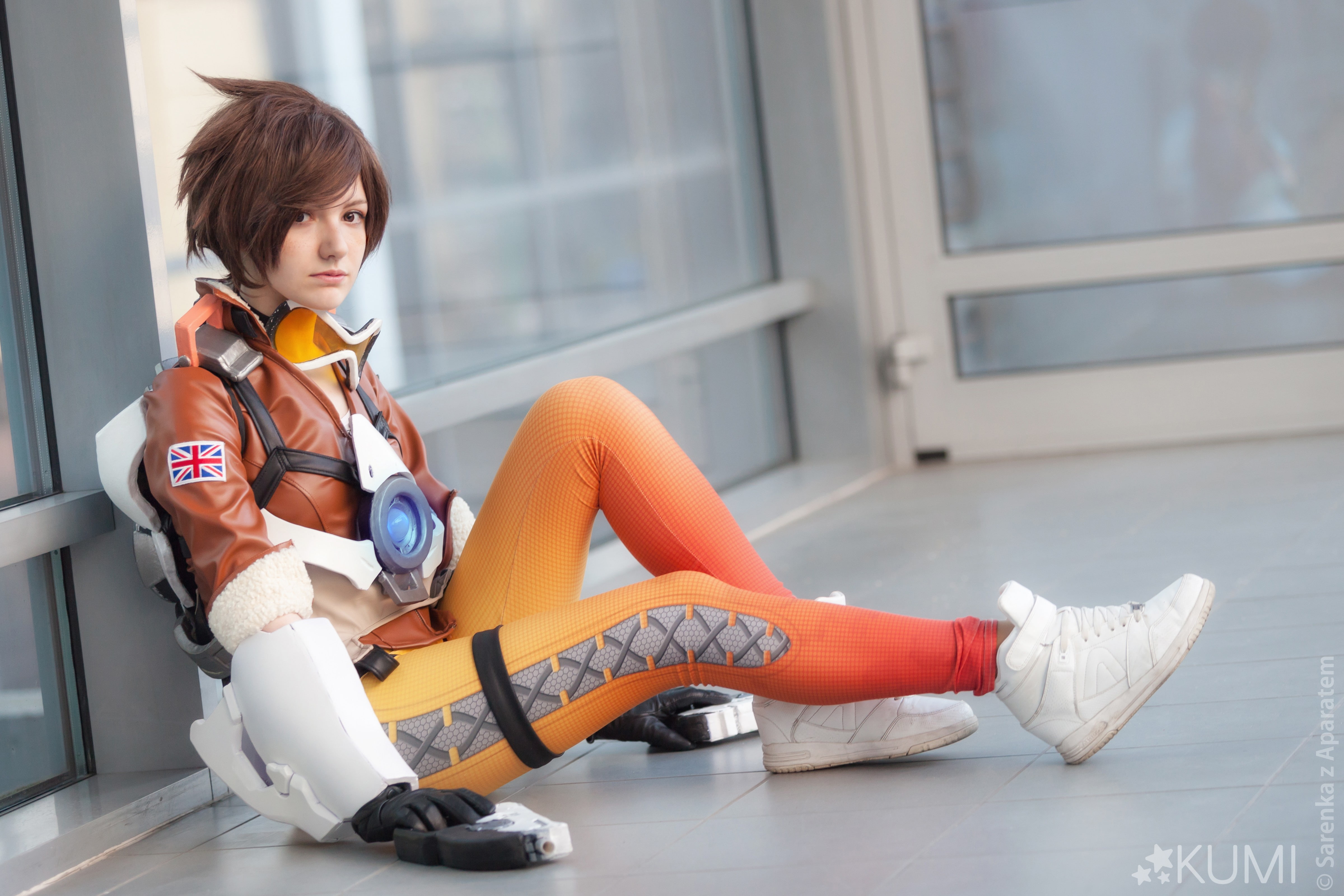 4K, flag, seifuku, uniform, Overwatch, game, cosplay, weapon, girl, bishojo, HD Wallpaper