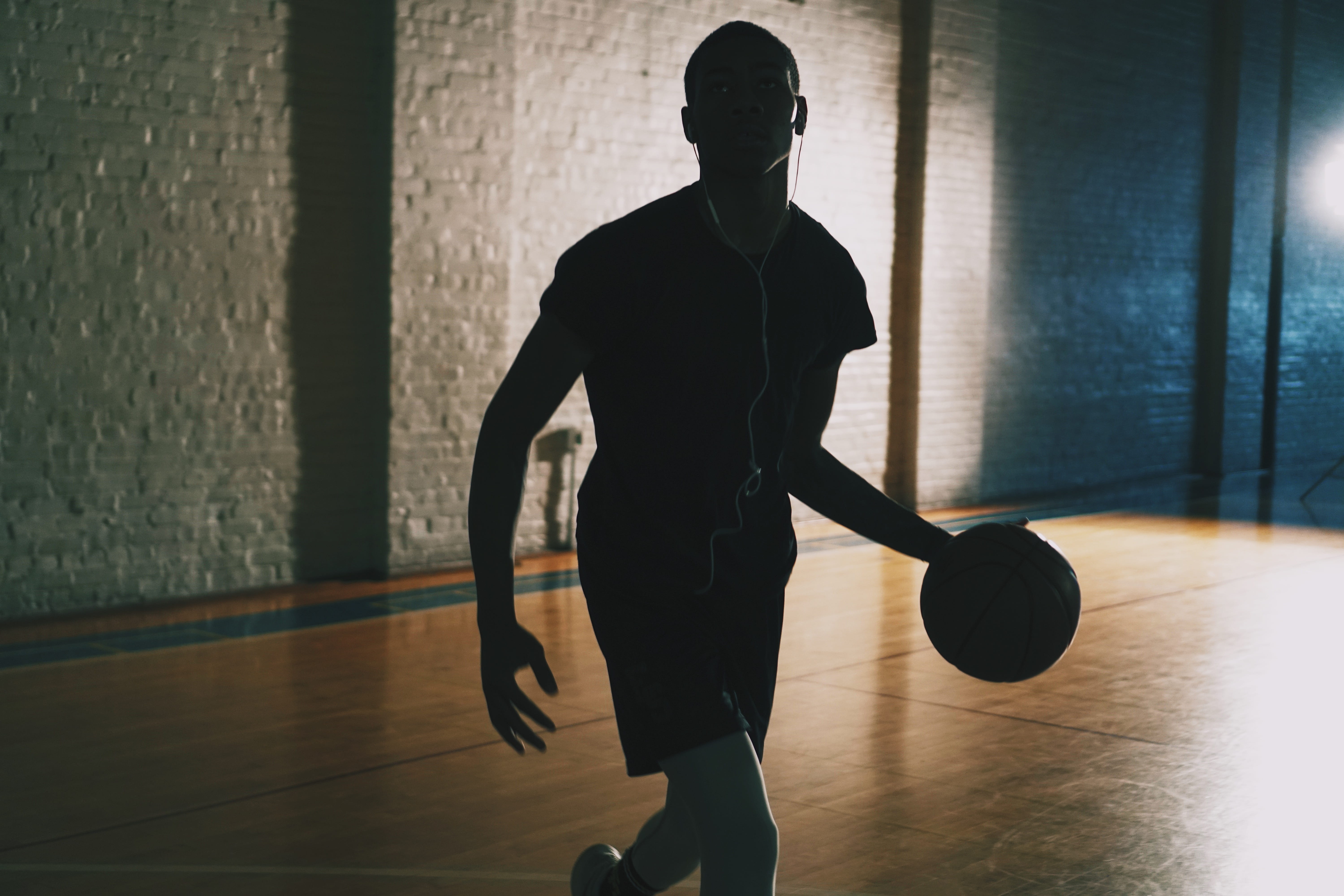 male, lifestyles, full length, man, athlete, flooring, one person, court, men, leisure activity, silhouette, real people, ball, day, indoors, sport, skill, HD Wallpaper
