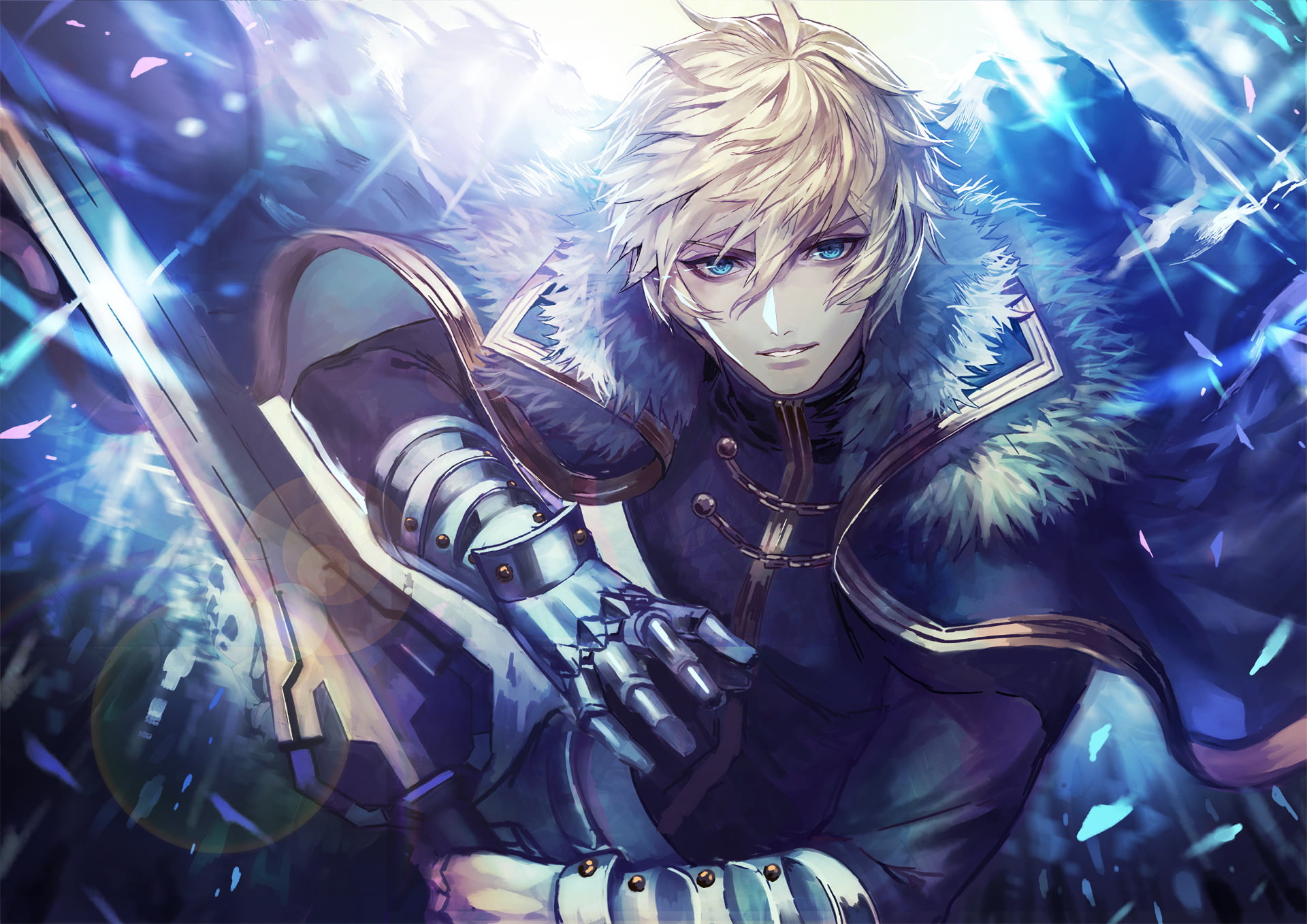 one person, lifestyles, Fate Series, leisure activity, blue, costume, blond hair, festival, waist up, young adult, Gawain (Fate/Grand Order), looking at camera, HD Wallpaper