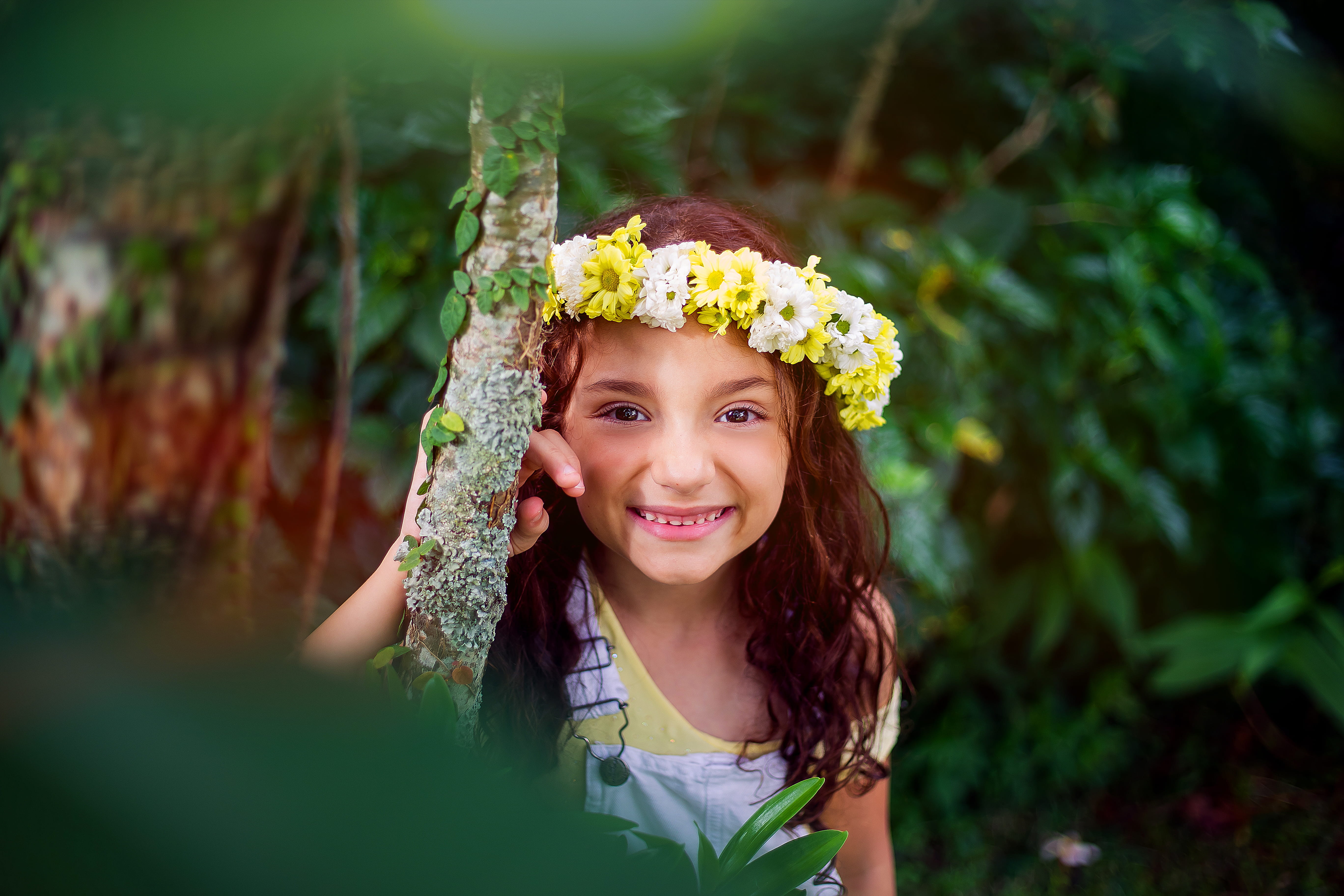 flowers, adorable, looking at camera, cute, floral, outdoors, beautiful, nature, plant, person, woman, portrait, headshot, 5K, headpiece, hair, beauty, HD Wallpaper