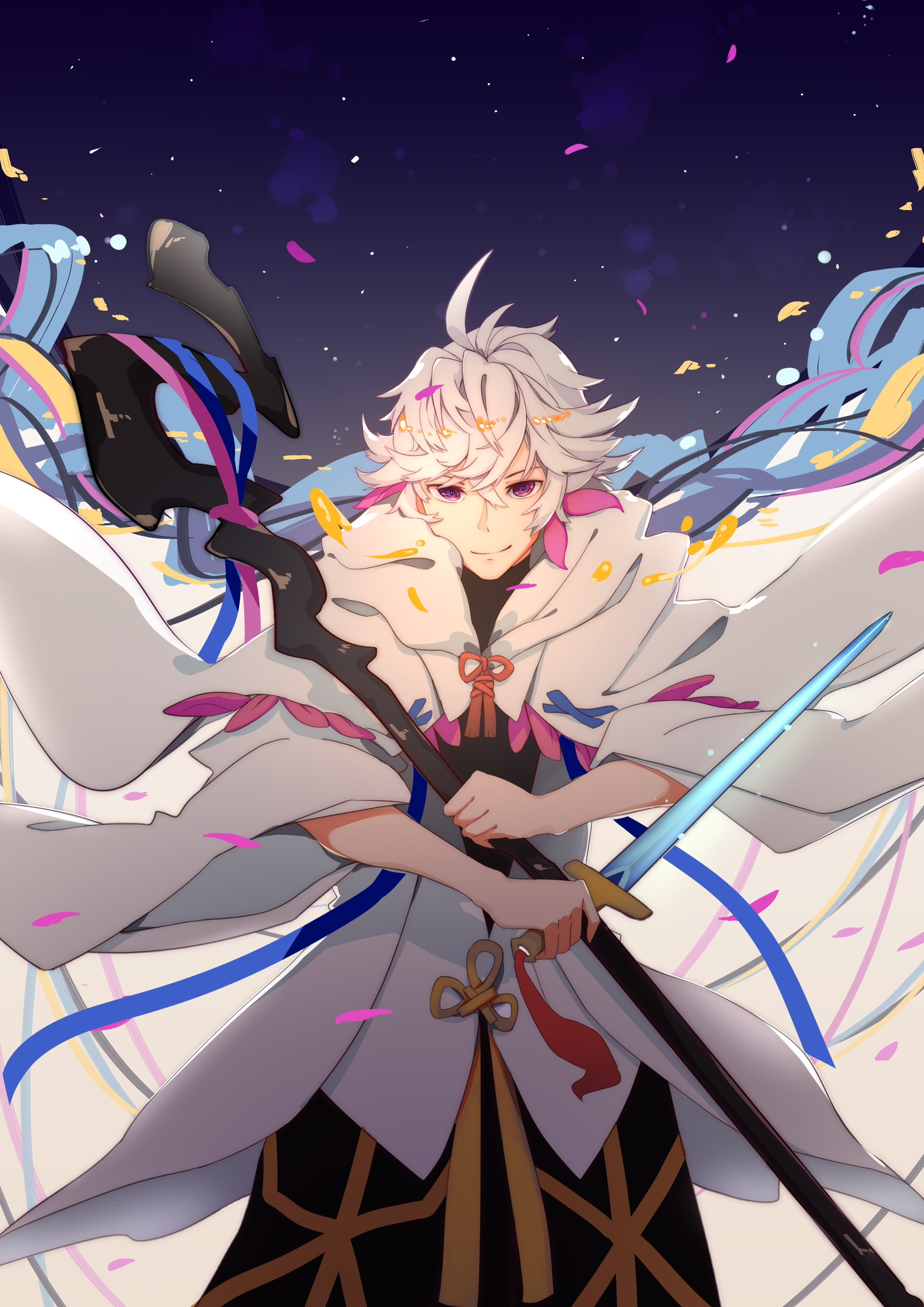 traditional festival, representation, low angle view, smiling, illuminated, sky, event, streamer, outdoors, ceremony, fate series, celebration, happiness, Phone HD Wallpaper