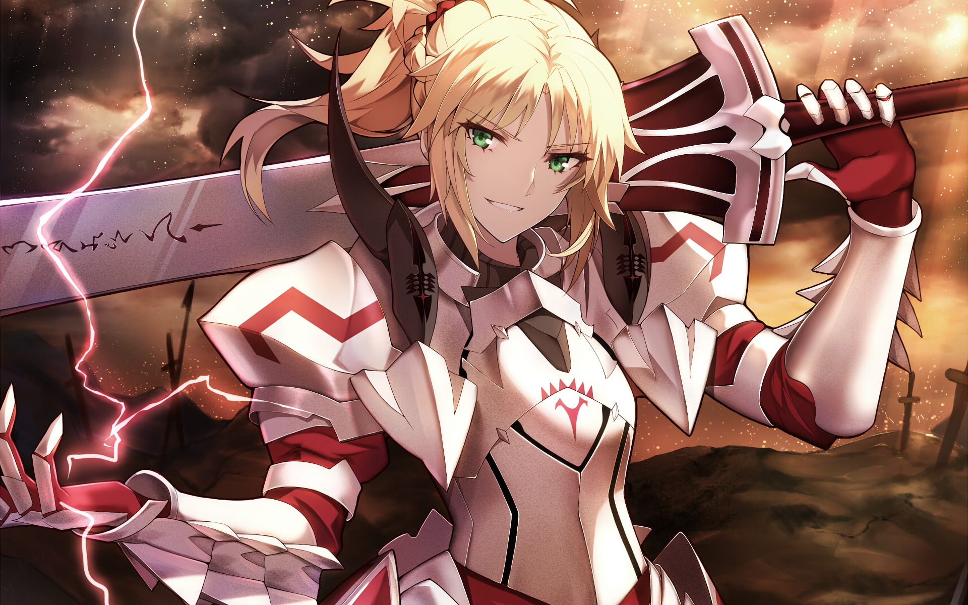 Fate Series, creativity, Mordred (Fate/Apocrypha), human representation, Saber of Red (Fate/Apocrypha), art and craft, illuminated, swimwear, pattern, representation, HD Wallpaper